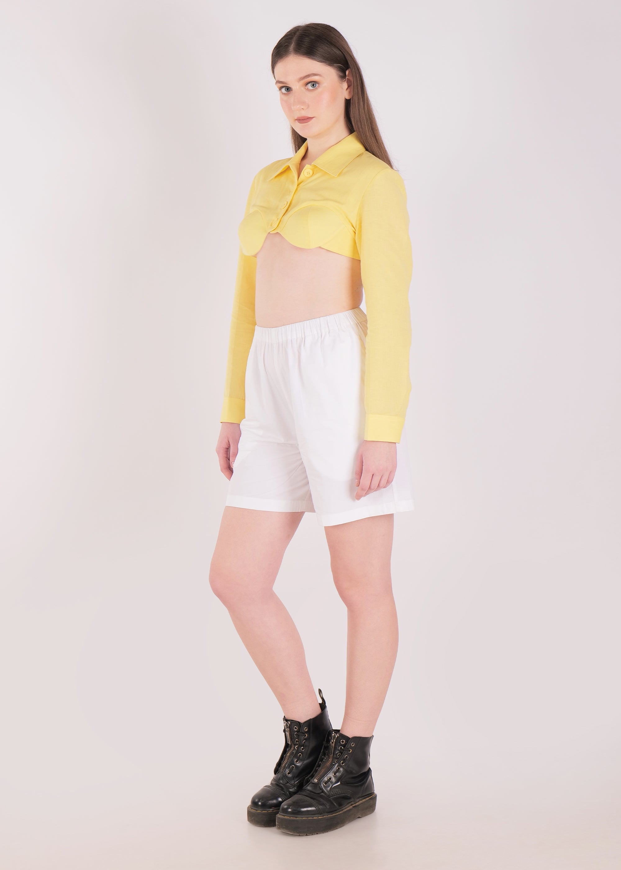 Butter Yellow Linen Crop Top