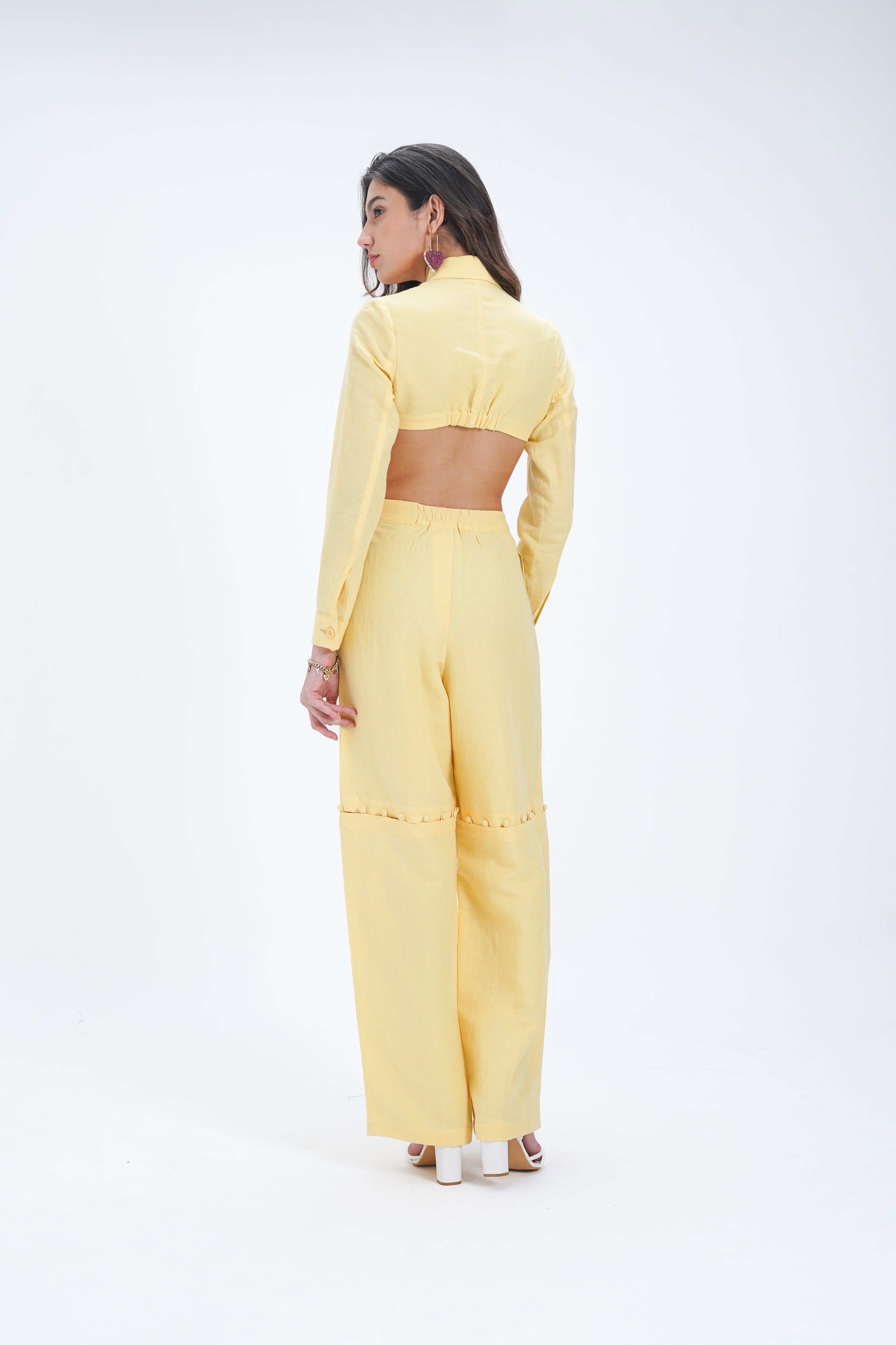 Butter Yellow Linen Crop Top