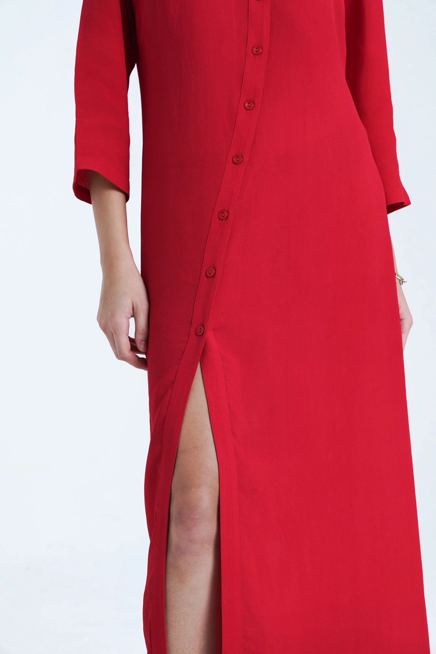 Long Relaxed Red Shirt Dress Le Concept