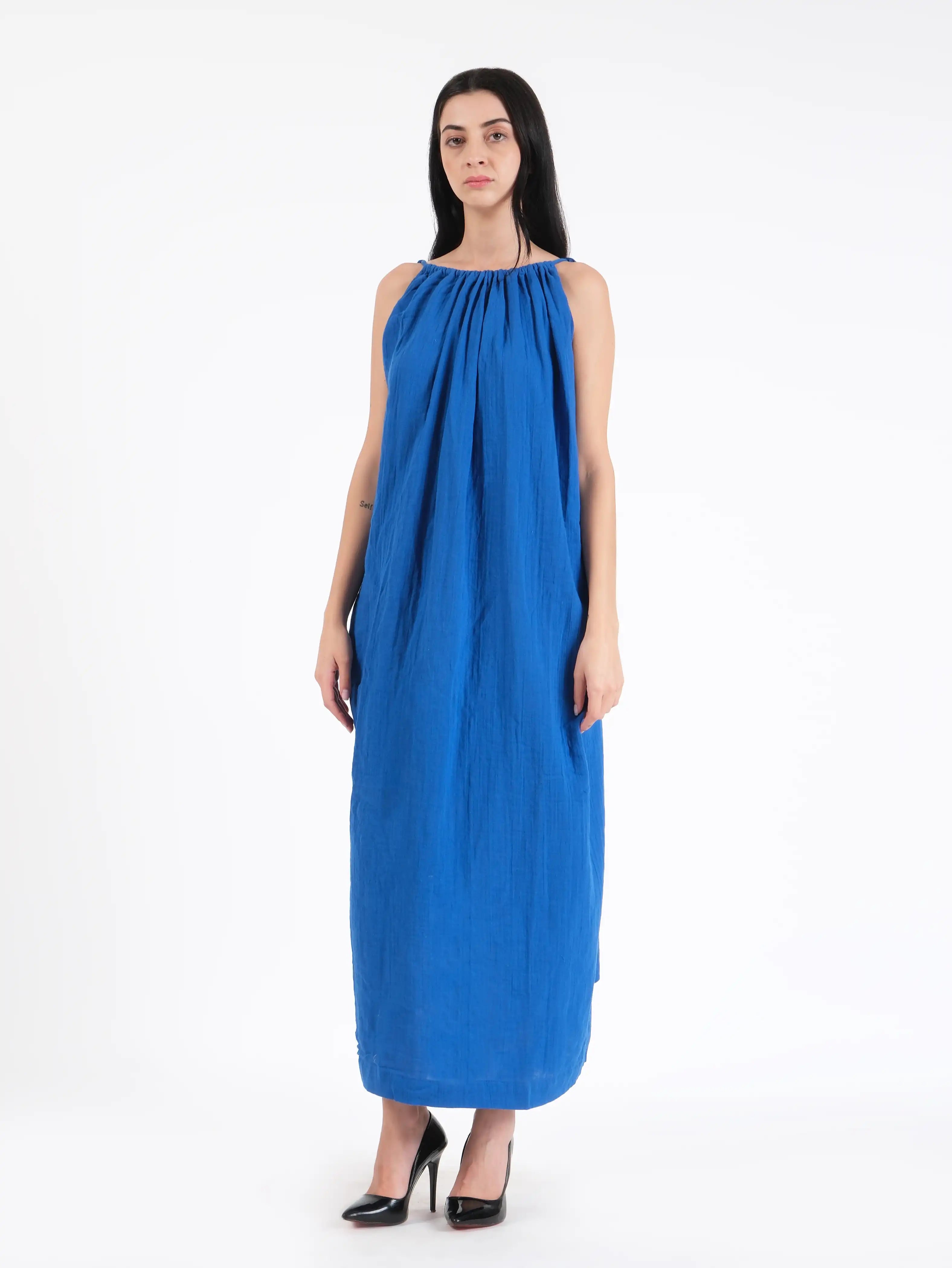 Celeste Royal Blue Linen Dress