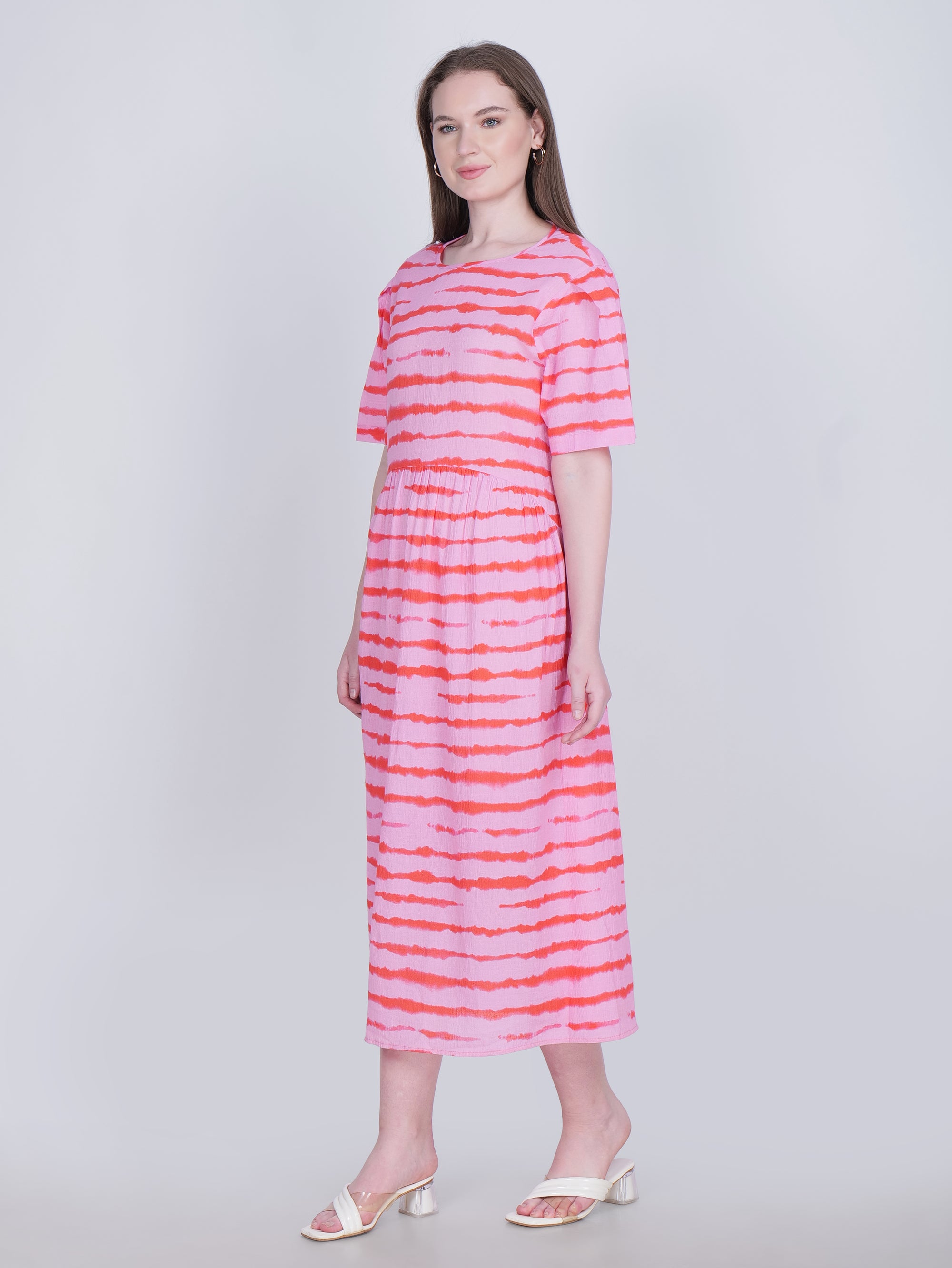 Tie-Dye Zebra Print Pink Summer Dress