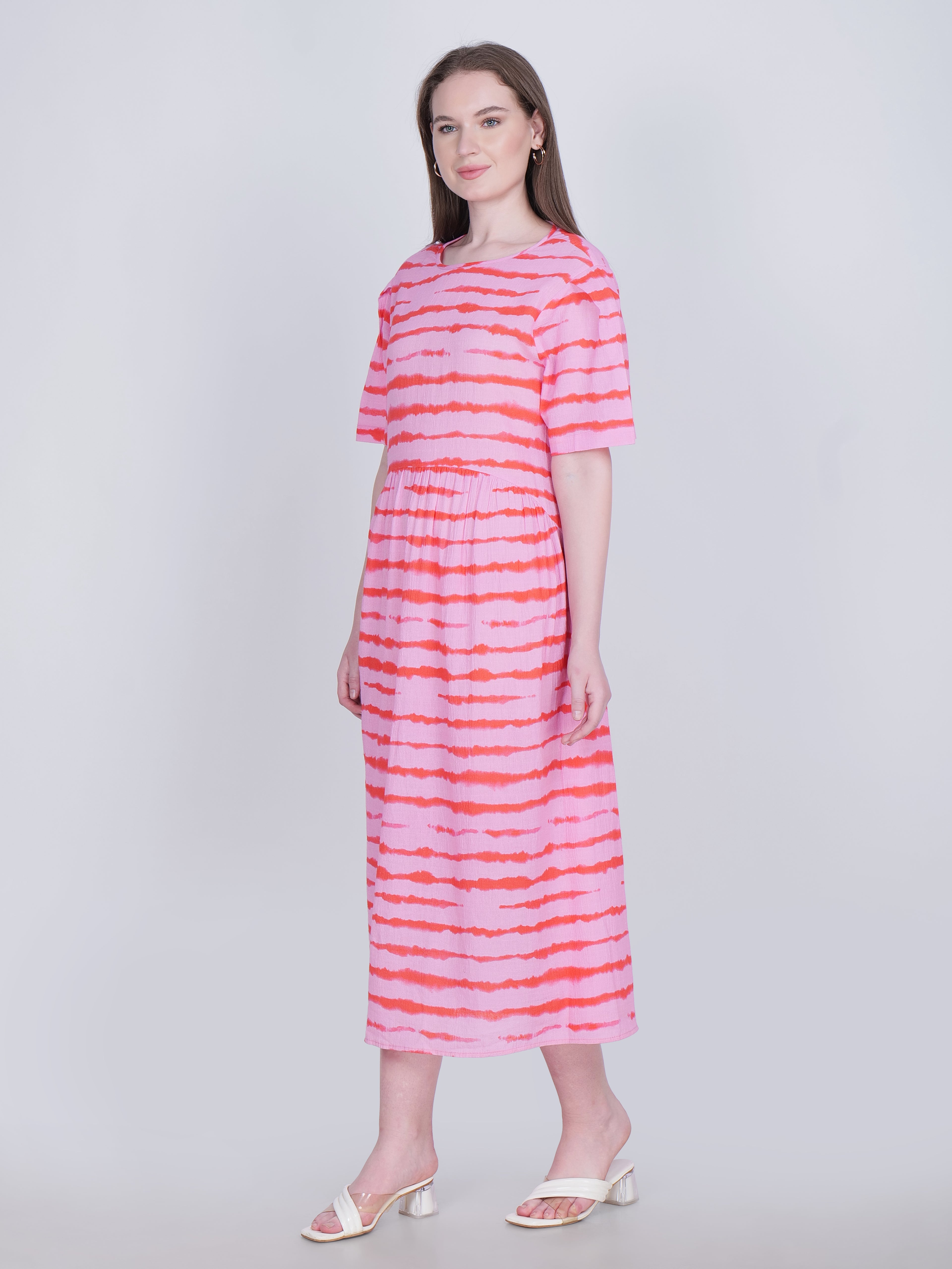 Tie-Dye Zebra Print Pink Summer Dress