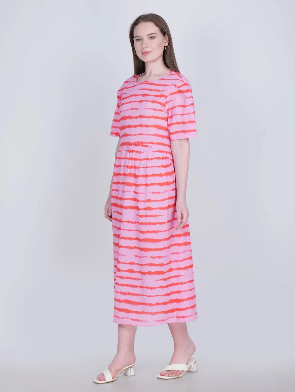 Tie-Dye Zebra Print Pink Summer Dress