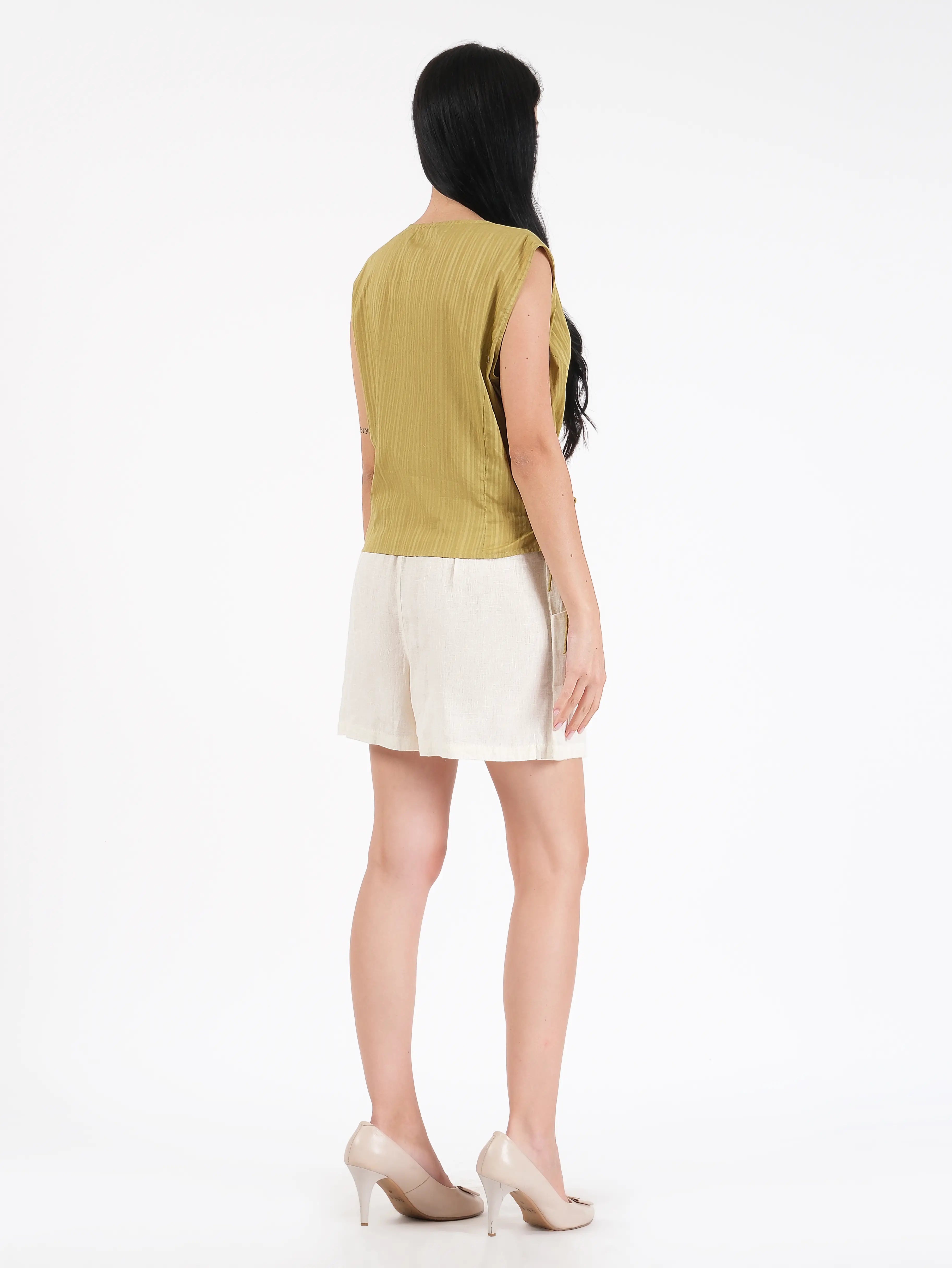 Liv Green Dobby Wrap Top