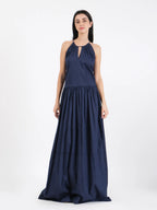 Alia Navy Blue Dobby Dress