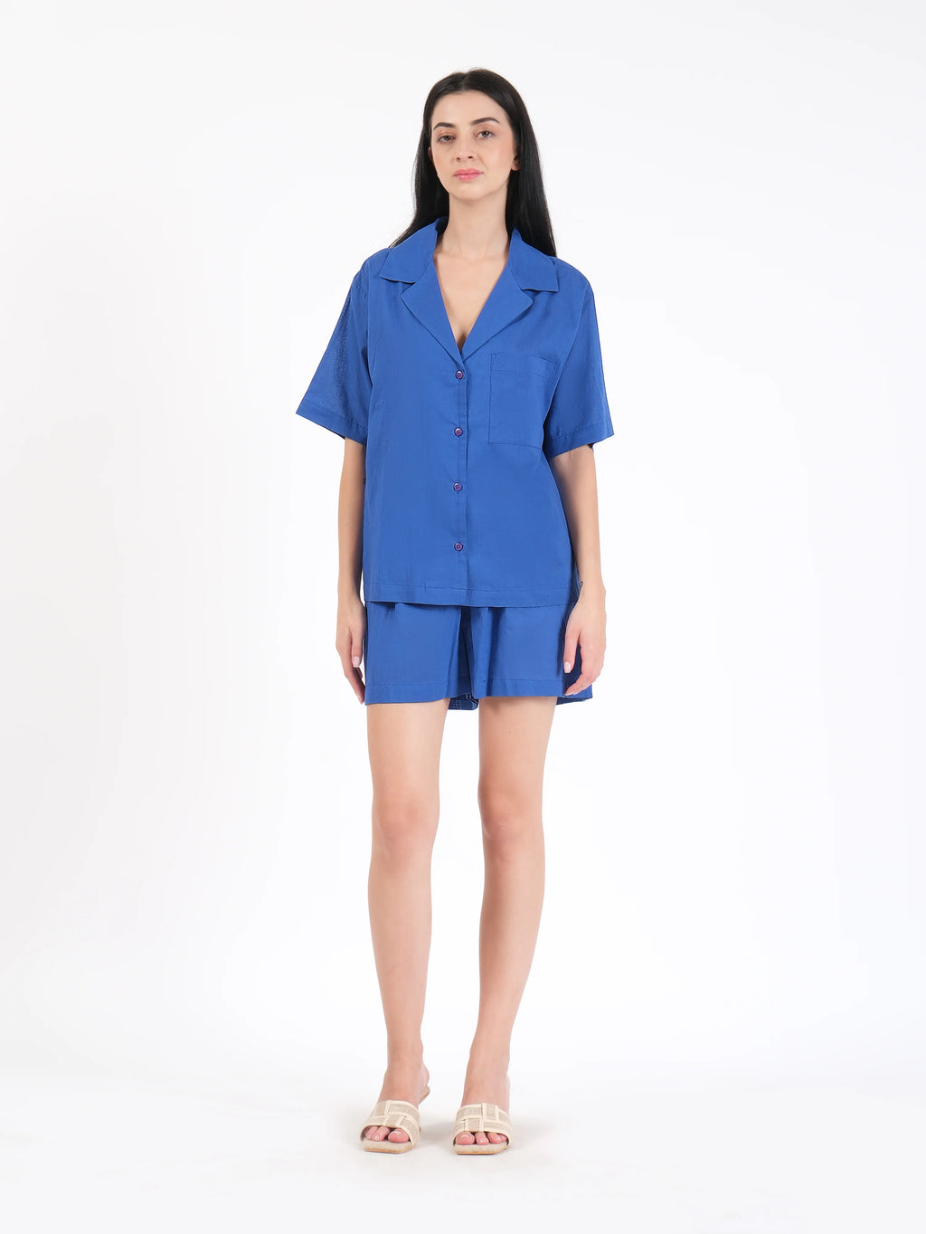 Short Lilou en coton bleu
