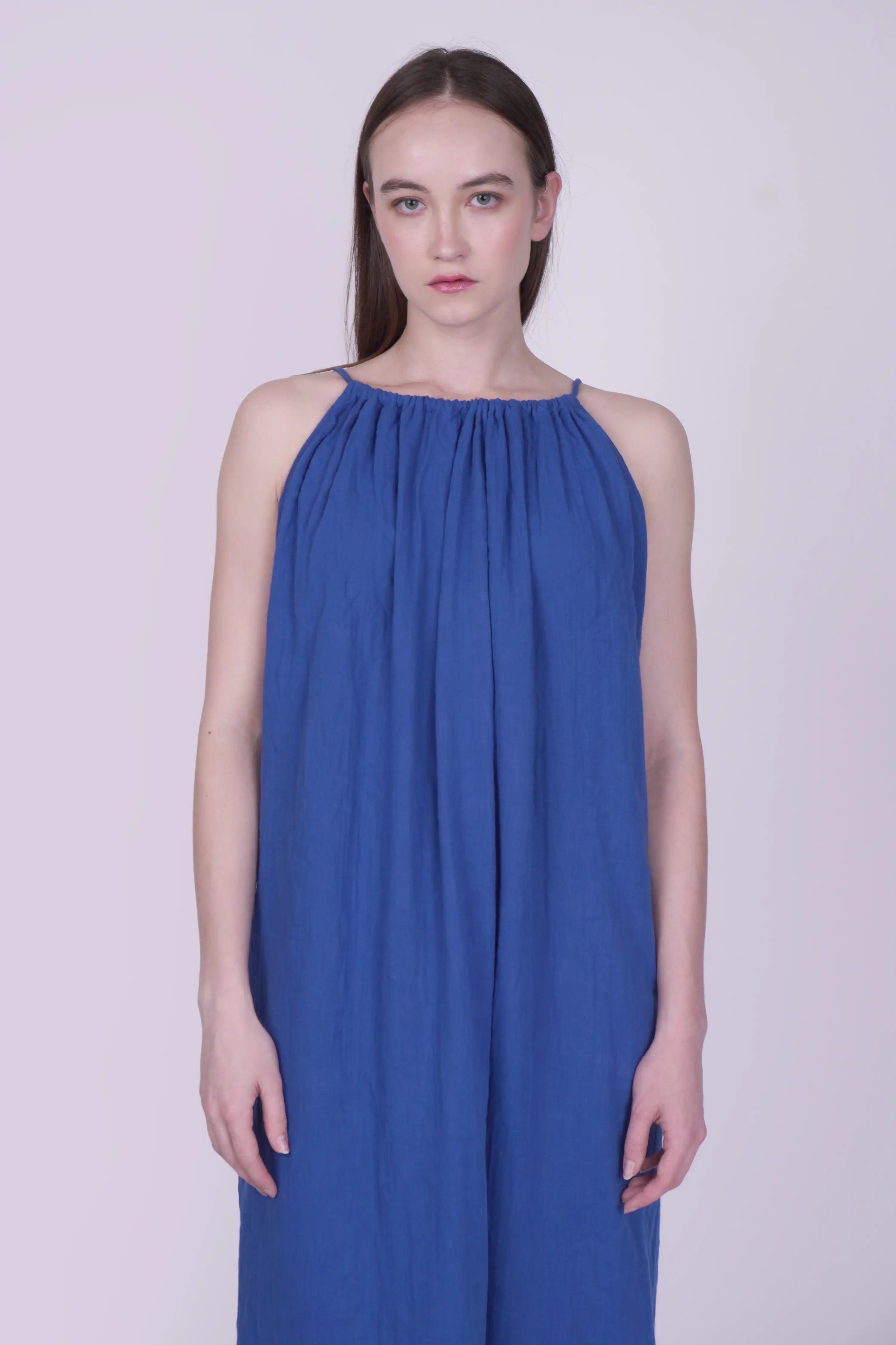 Celeste Royal Blue Linen Dress
