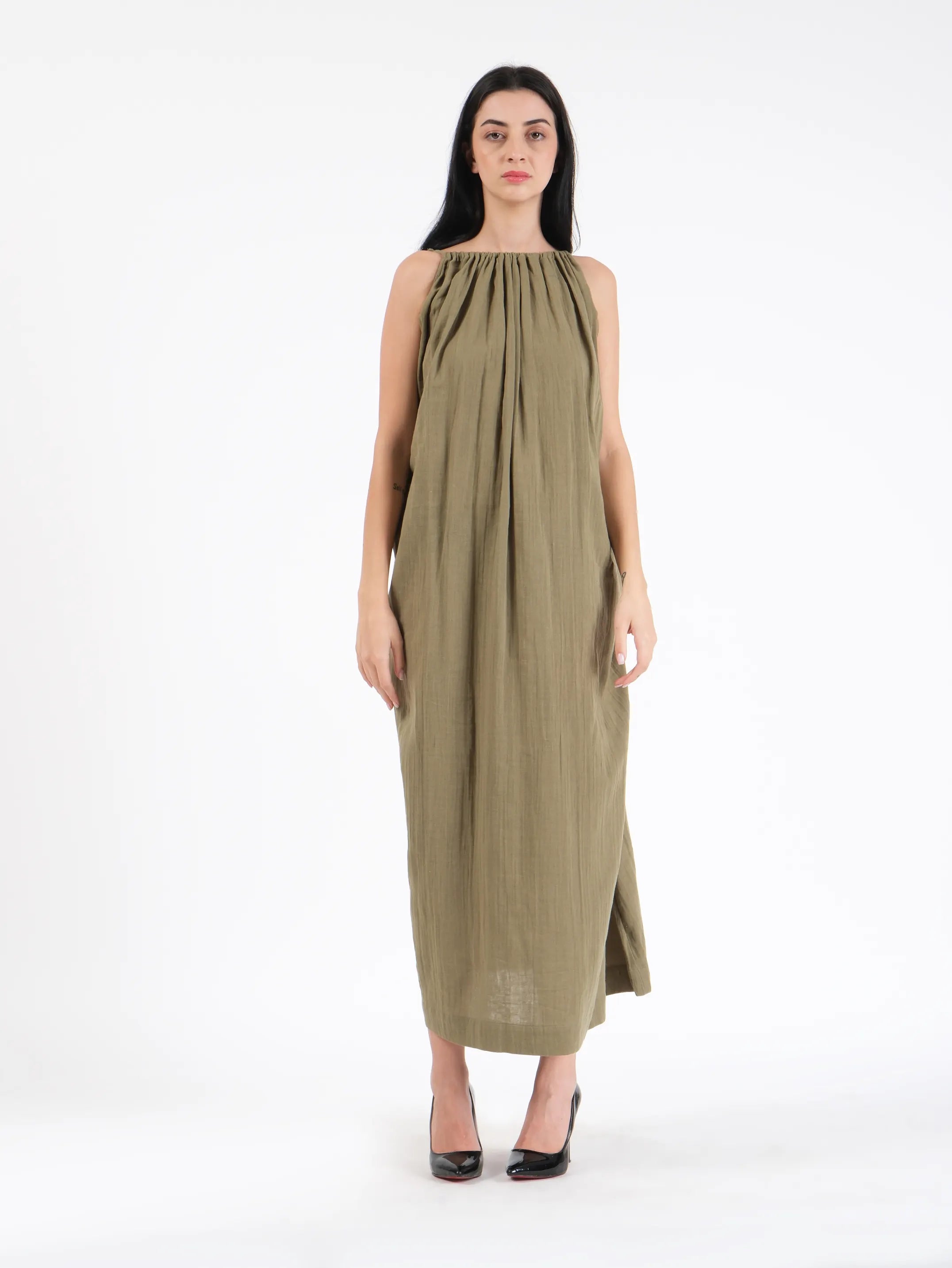 Celeste Olive Linen Dress