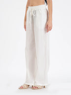 Coralie White Cotton Dobby Pant
