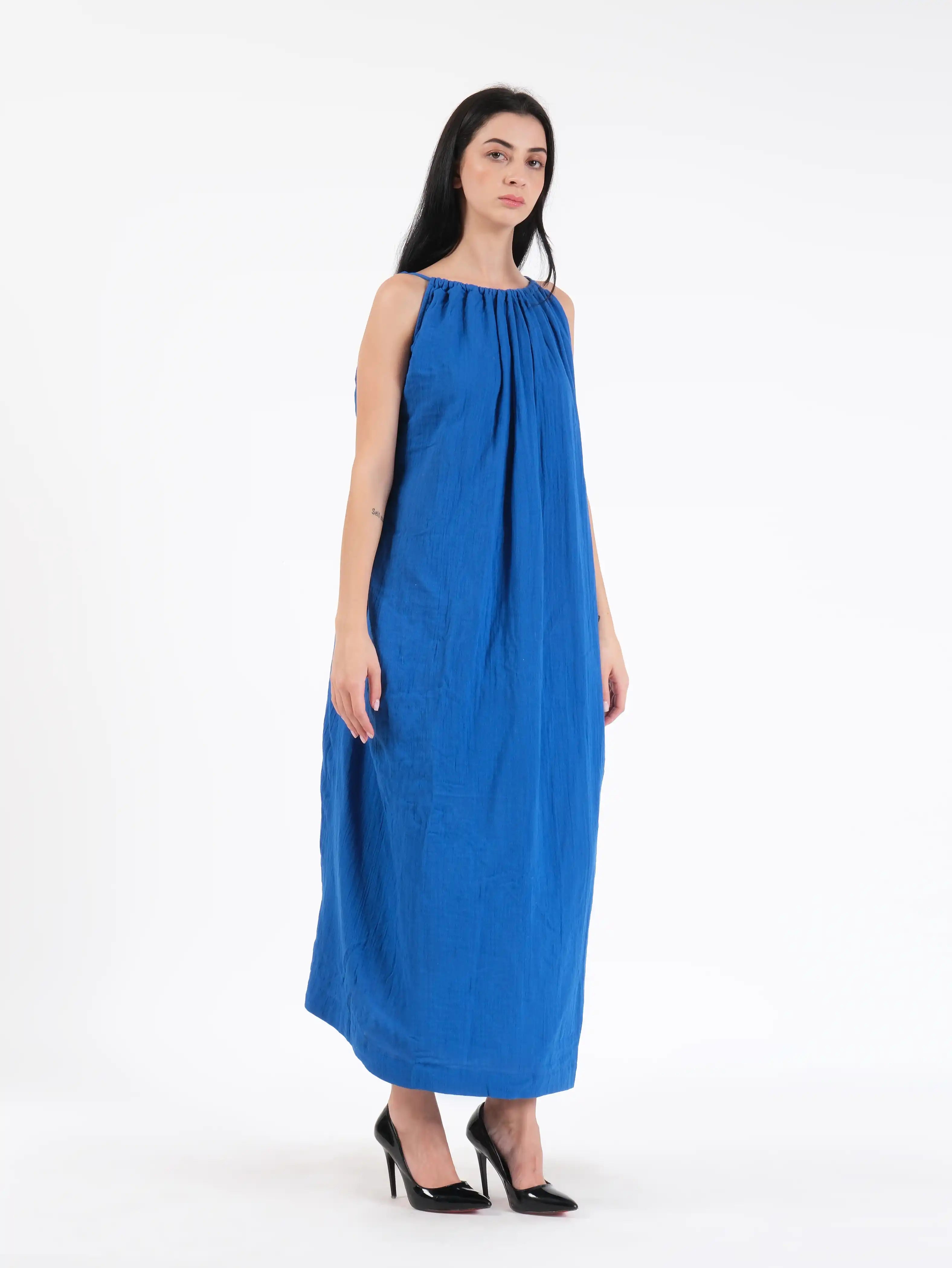 Celeste Royal Blue Linen Dress