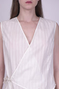 Liv White Dobby Wrap Top