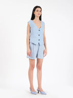 Berenice Blue Linen Waistcoat
