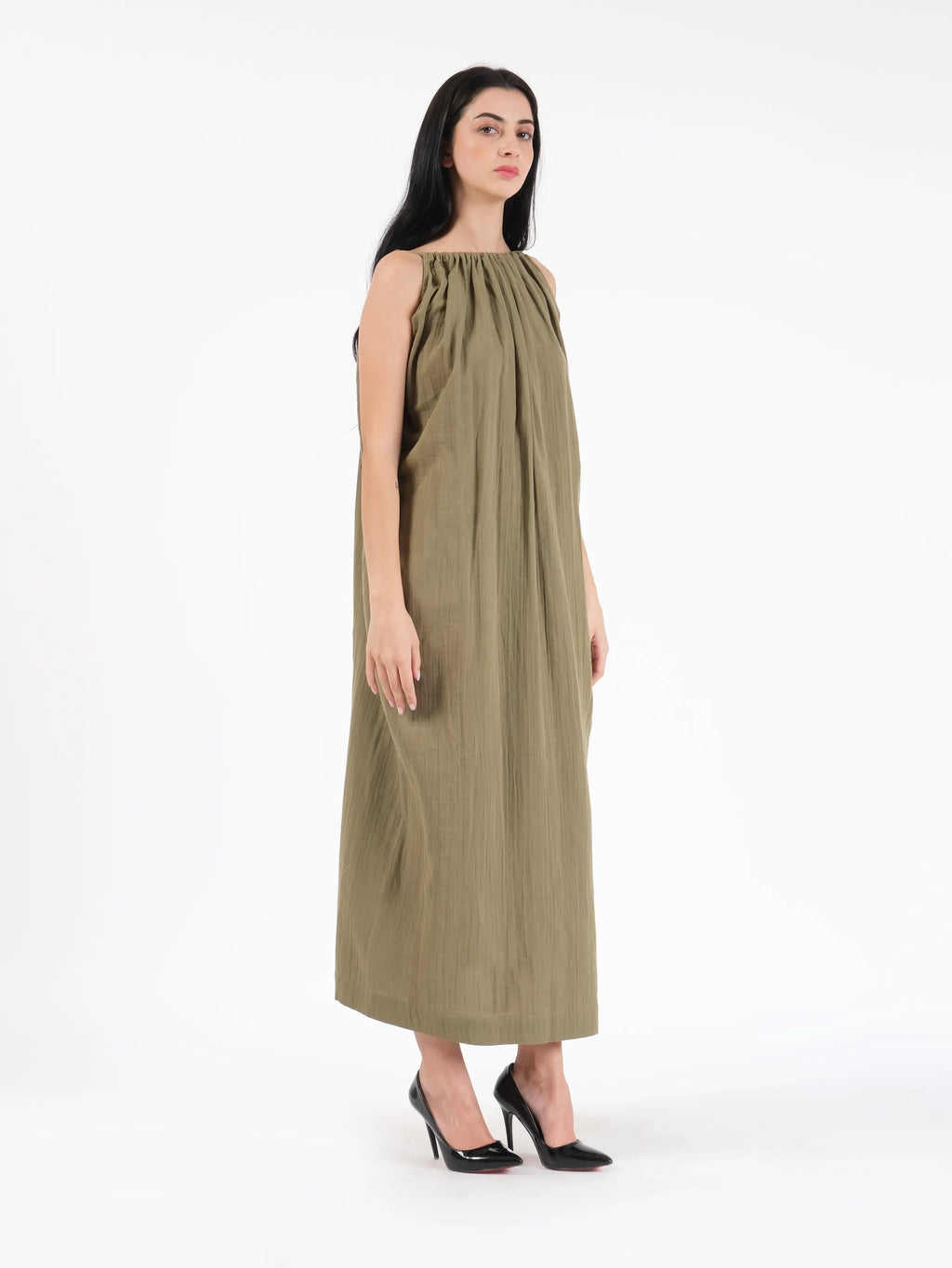 Celeste Olive Linen Dress