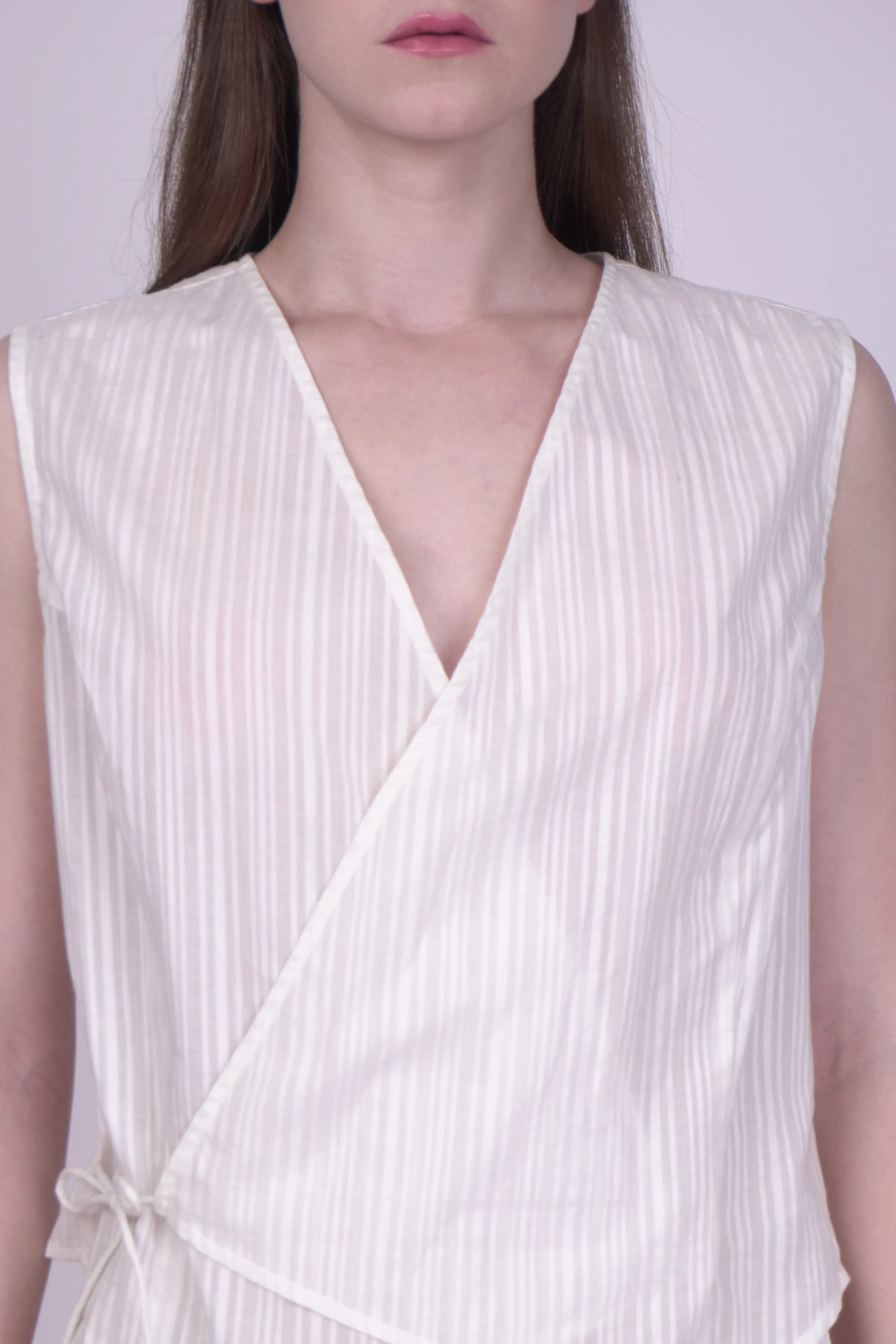 Liv White Dobby Wrap Top