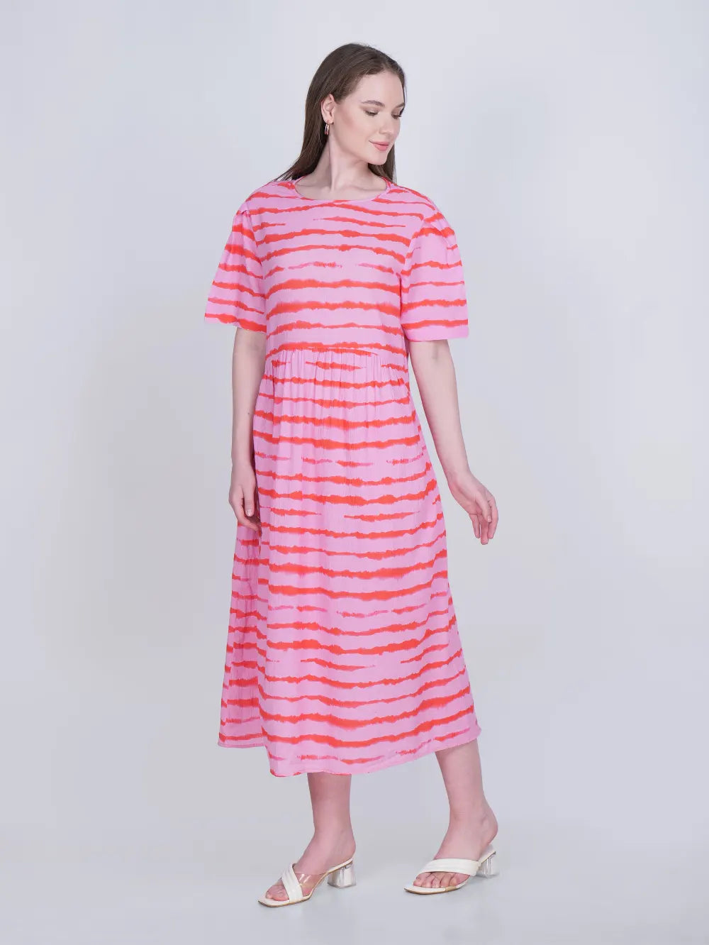 Tie-Dye Zebra Print Pink Summer Dress
