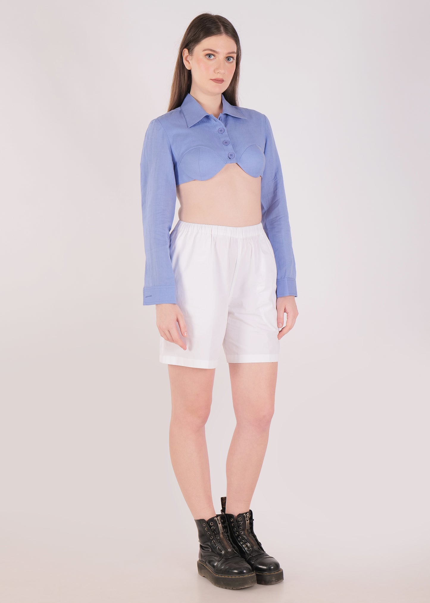 Bleue Linen Crop Top