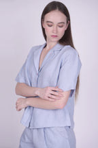 Ensemble Alix en lin bleu