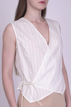 Liv White Dobby Wrap Top