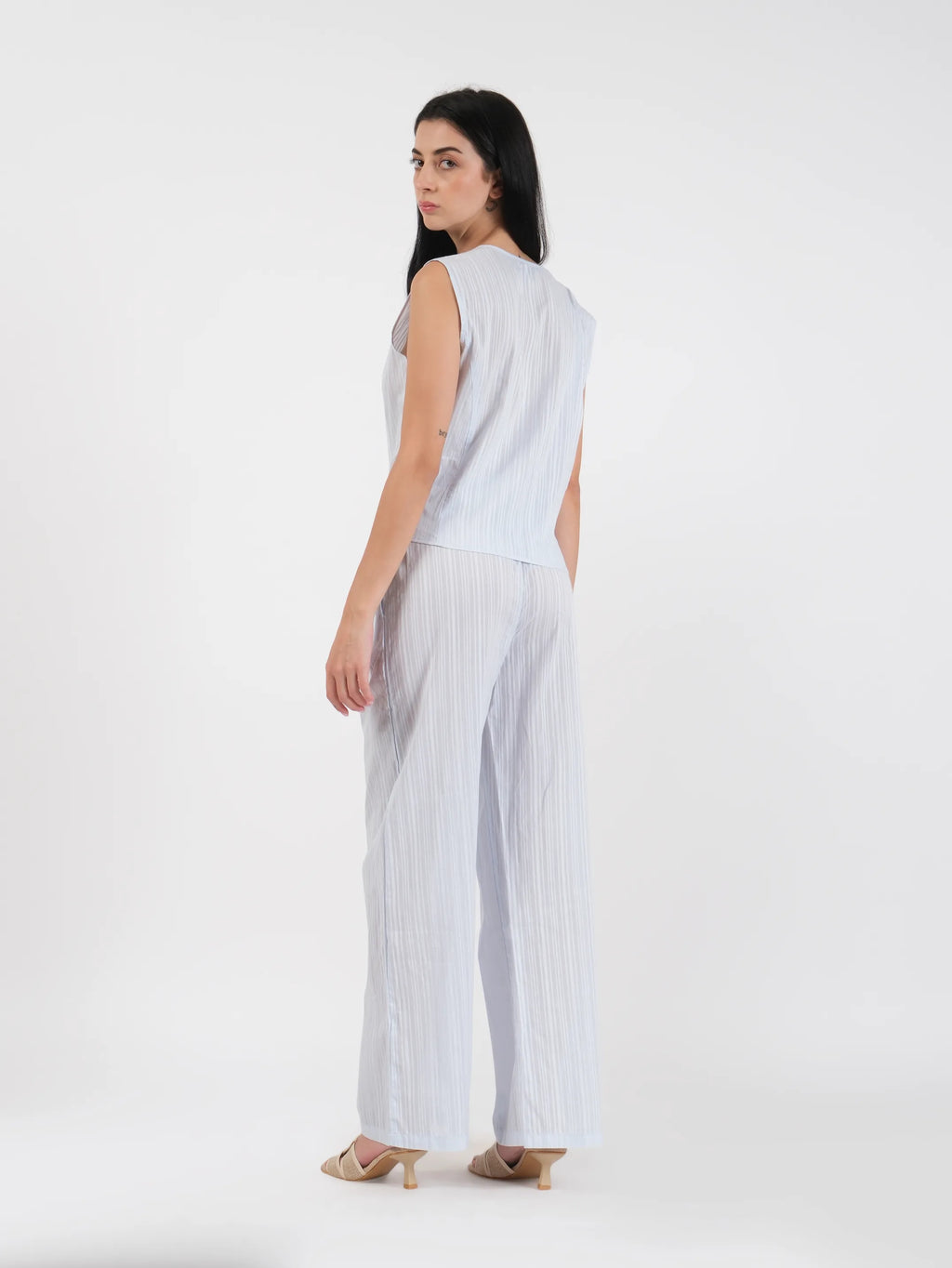 Liv Blue Dobby Wrap Top