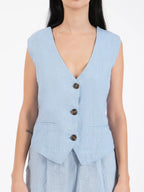 Berenice Blue Linen Waistcoat