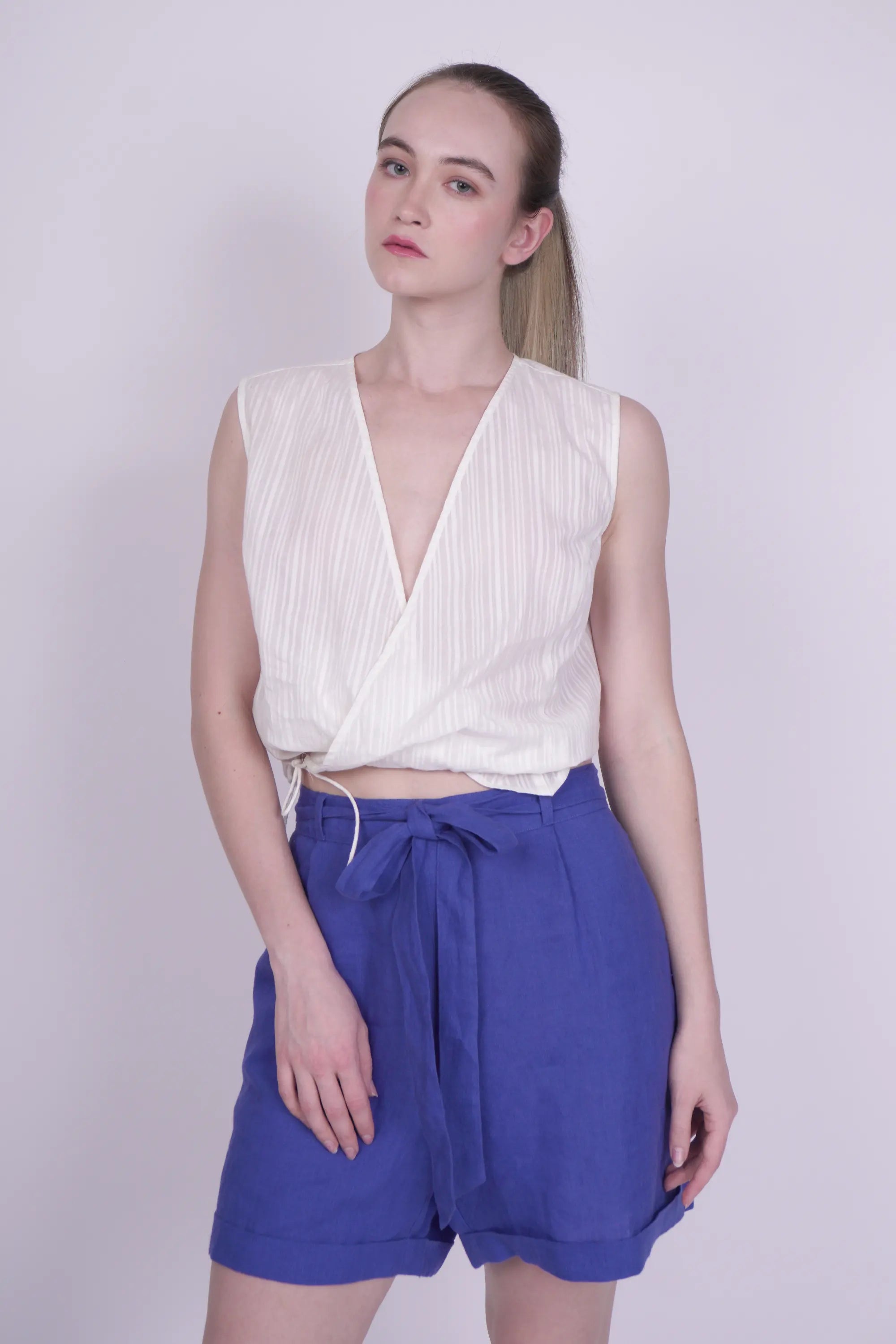 Mila Blue Linen Shorts