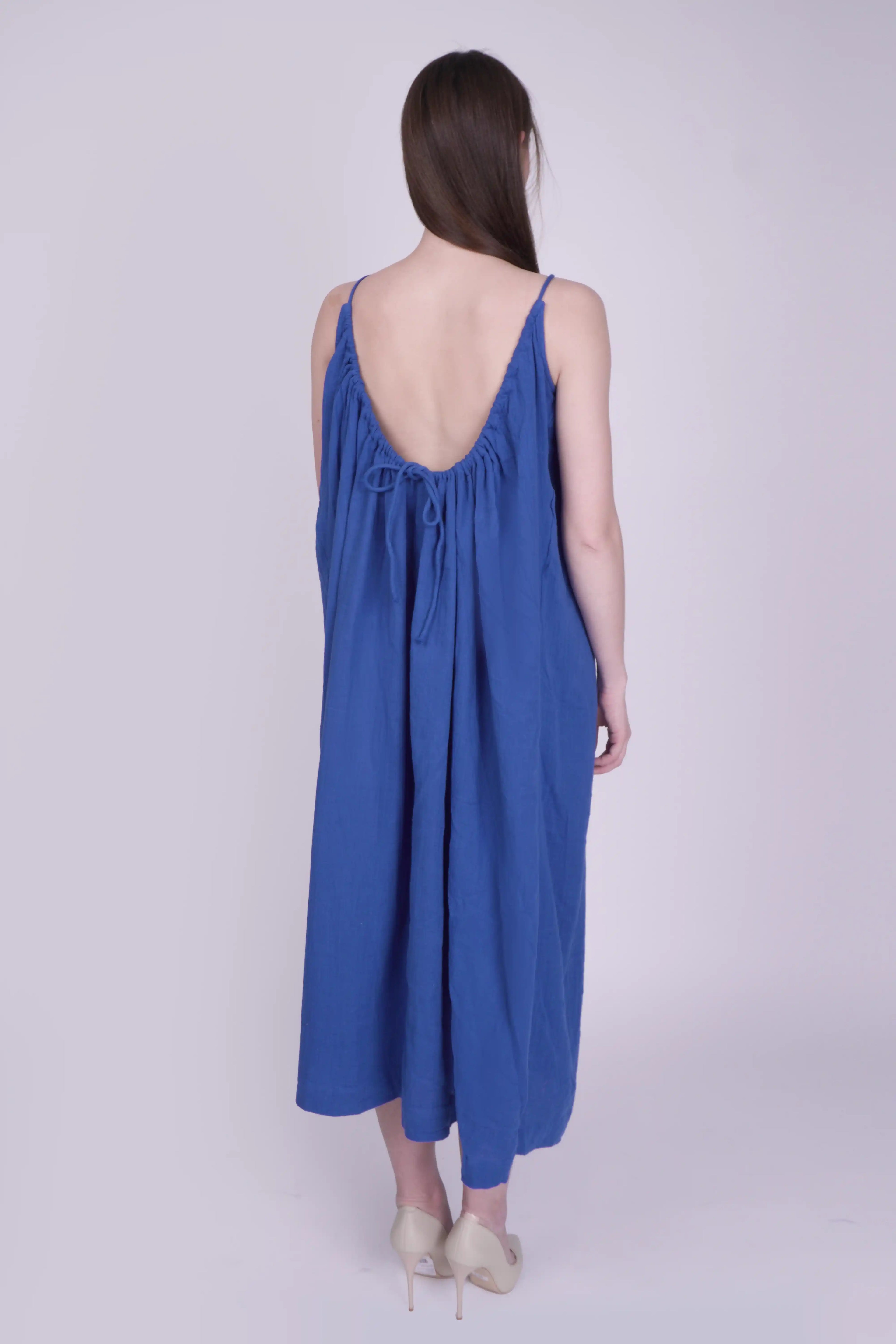 Celeste Royal Blue Linen Dress
