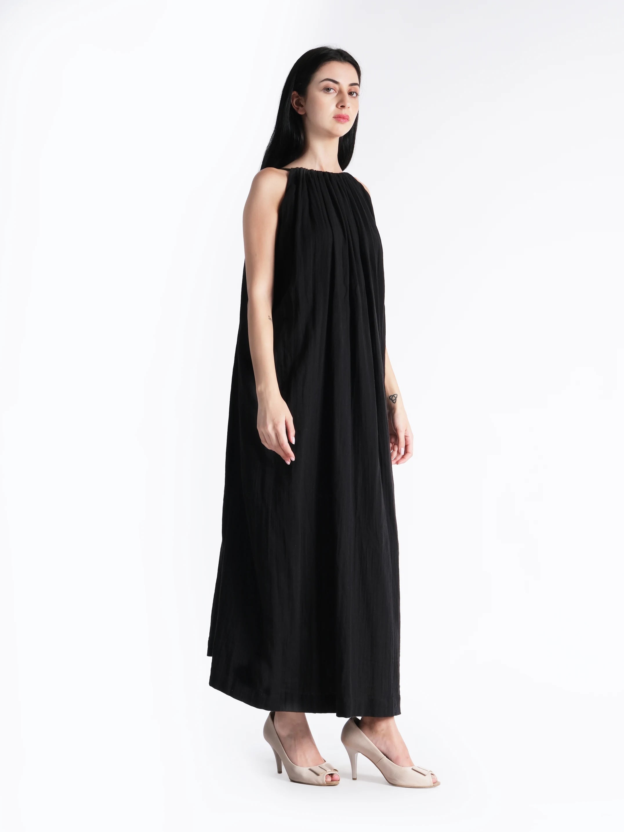 Celeste Black Linen Dress