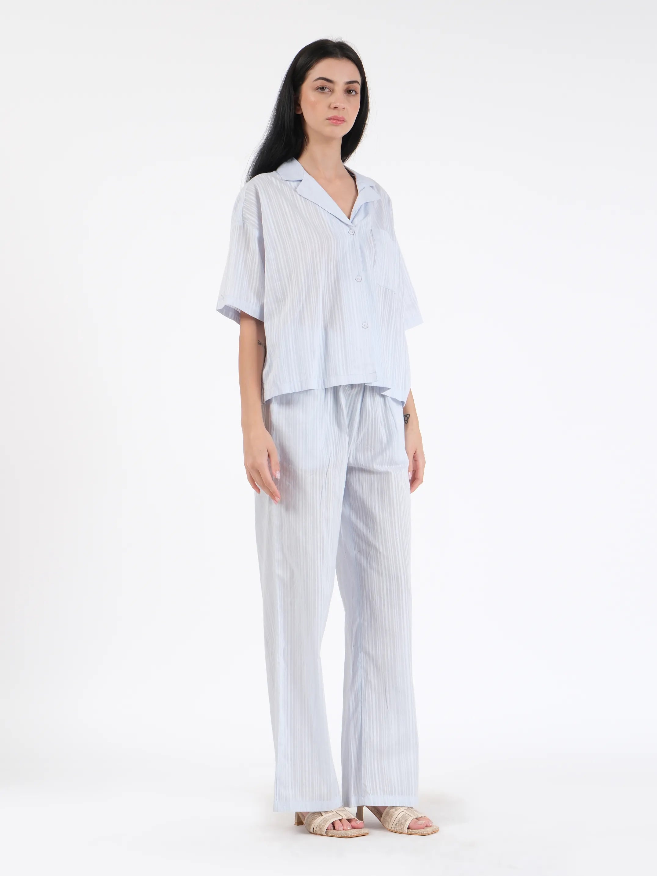 Coralie Blue Cotton Dobby Set