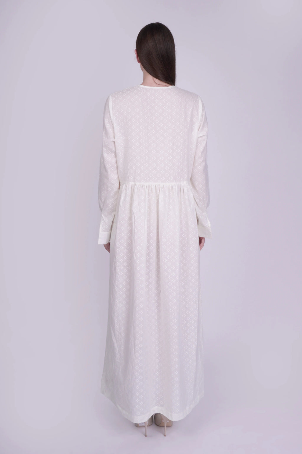 Nora White Dobby Dress
