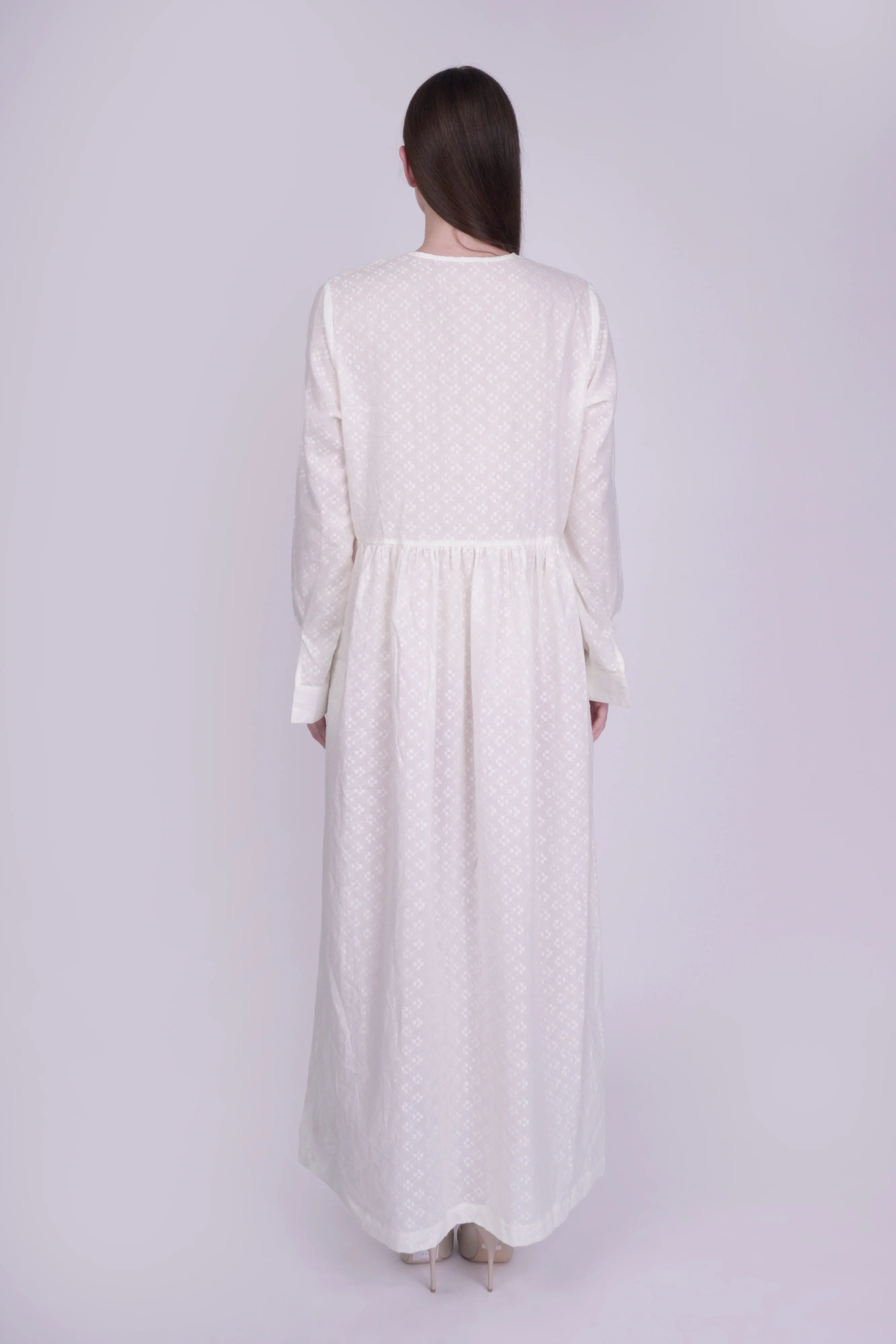 Nora White Dobby Dress