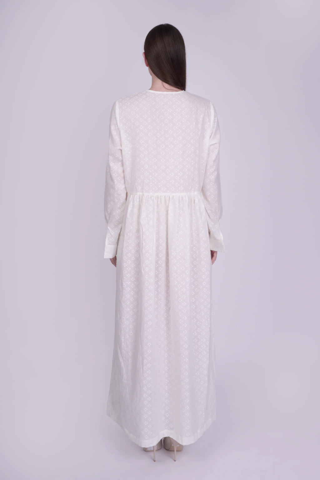 Nora White Dobby Dress