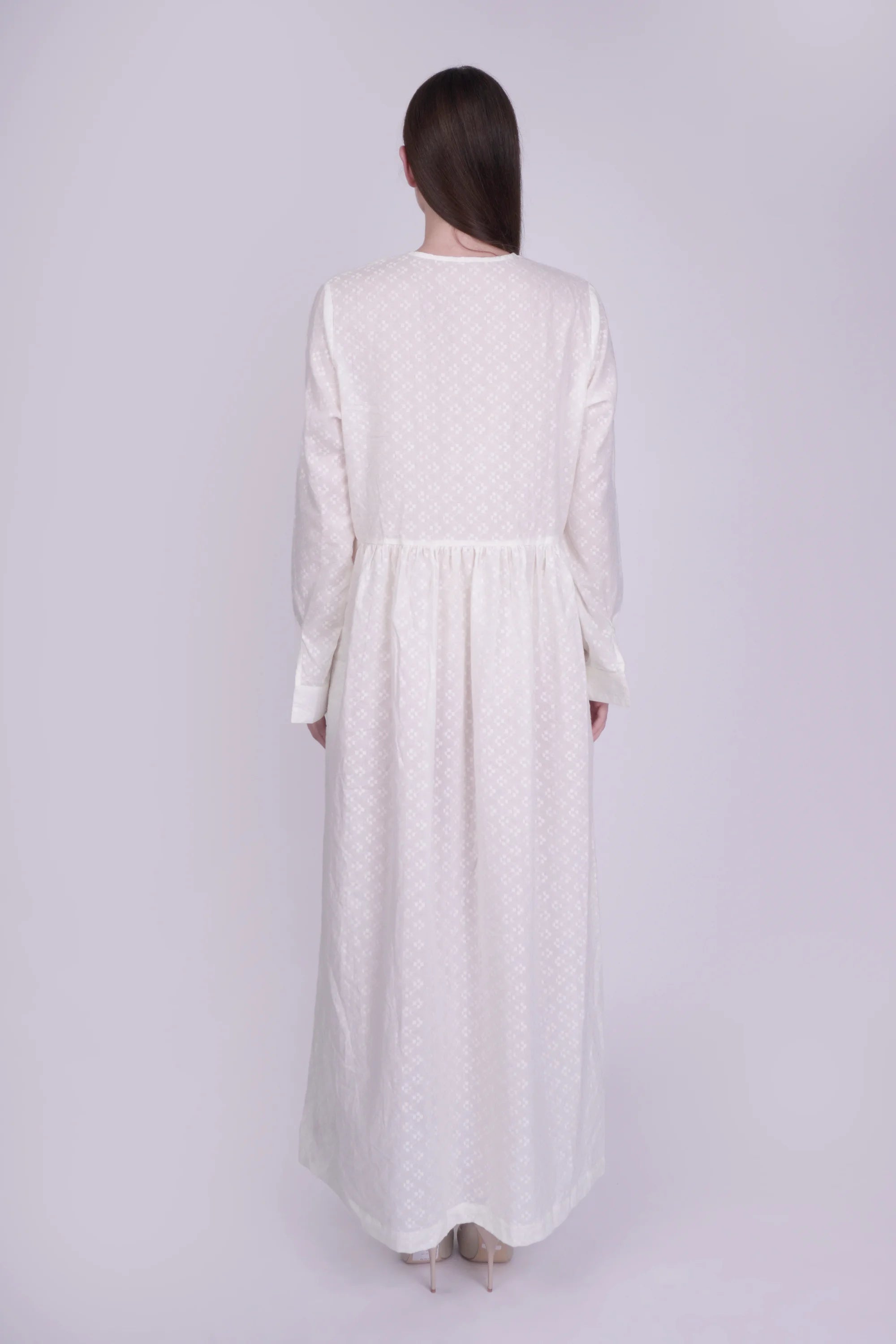 Nora White Dobby Dress