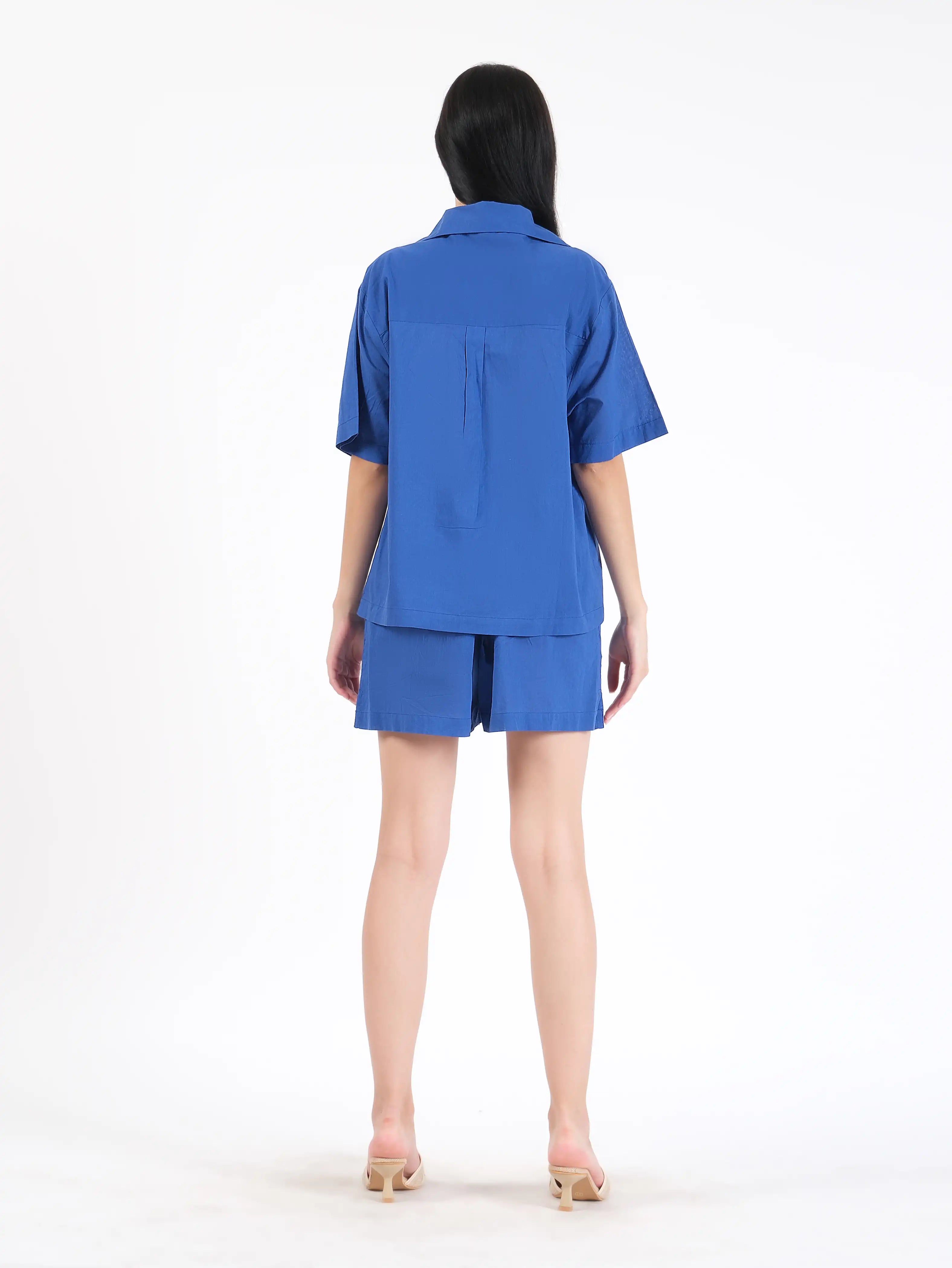 Lilou Blue Cotton Short