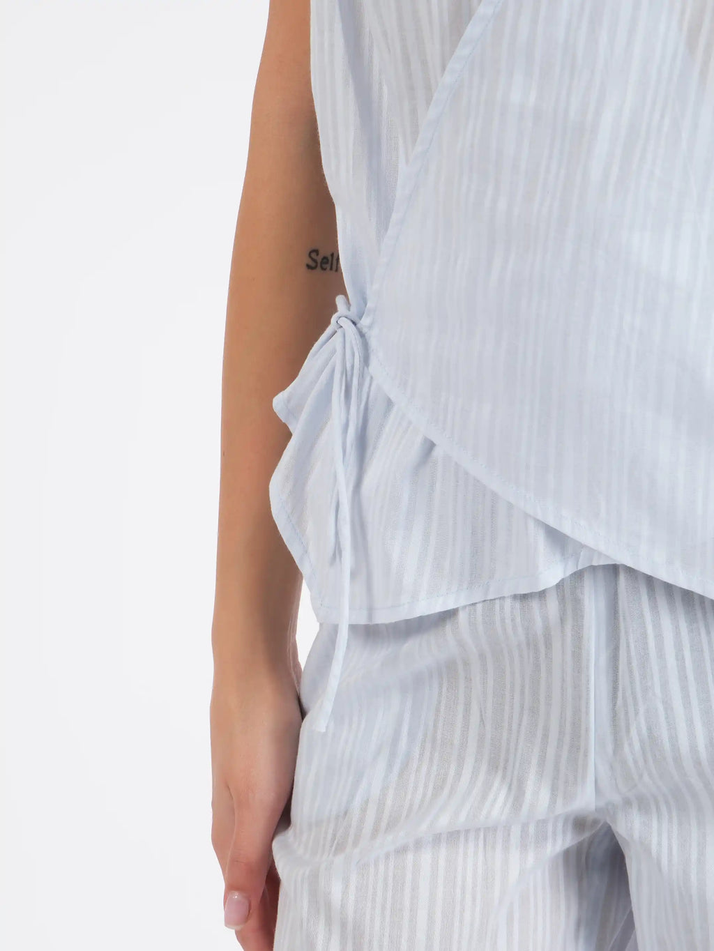 Liv Blue Dobby Wrap Top