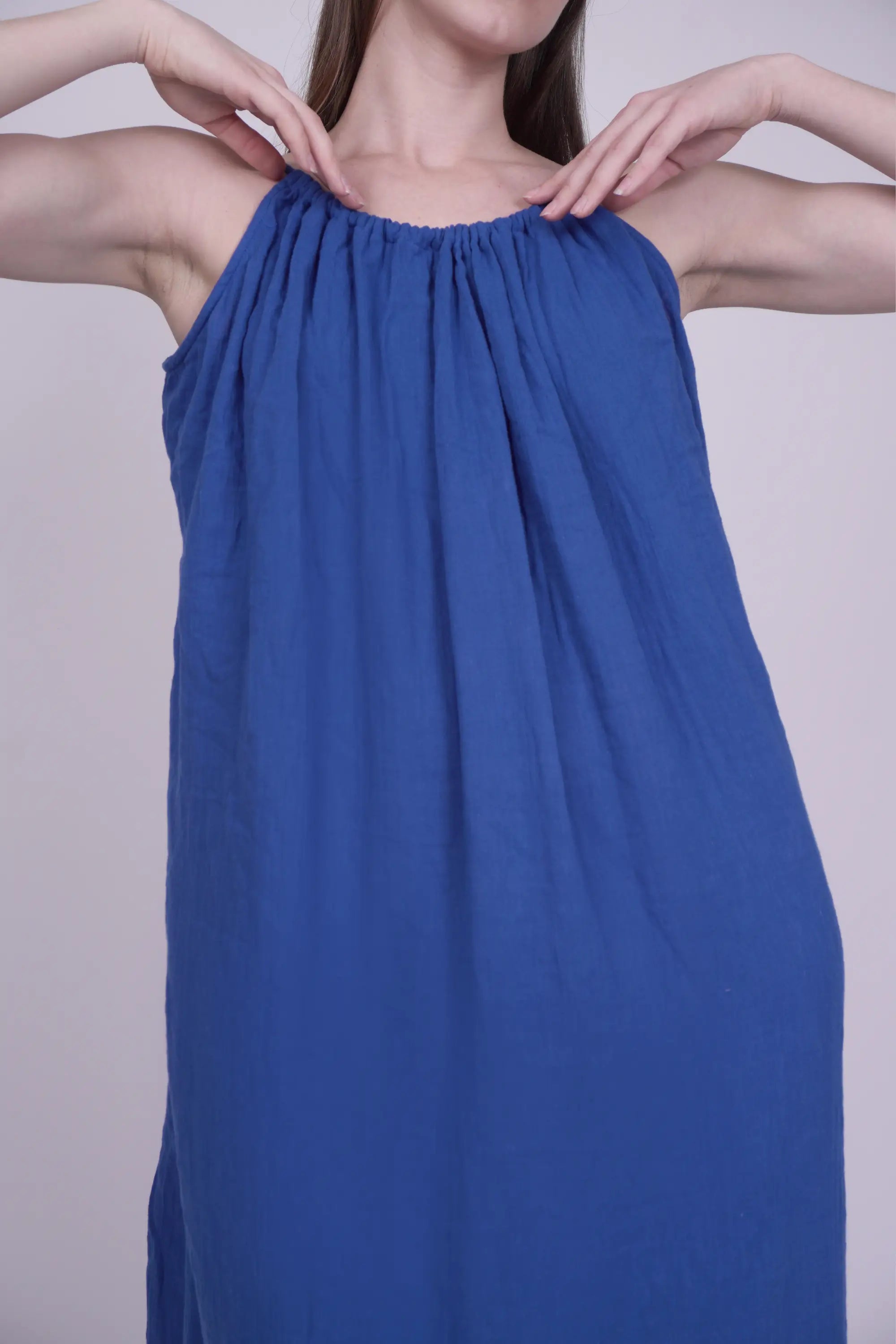 Celeste Royal Blue Linen Dress