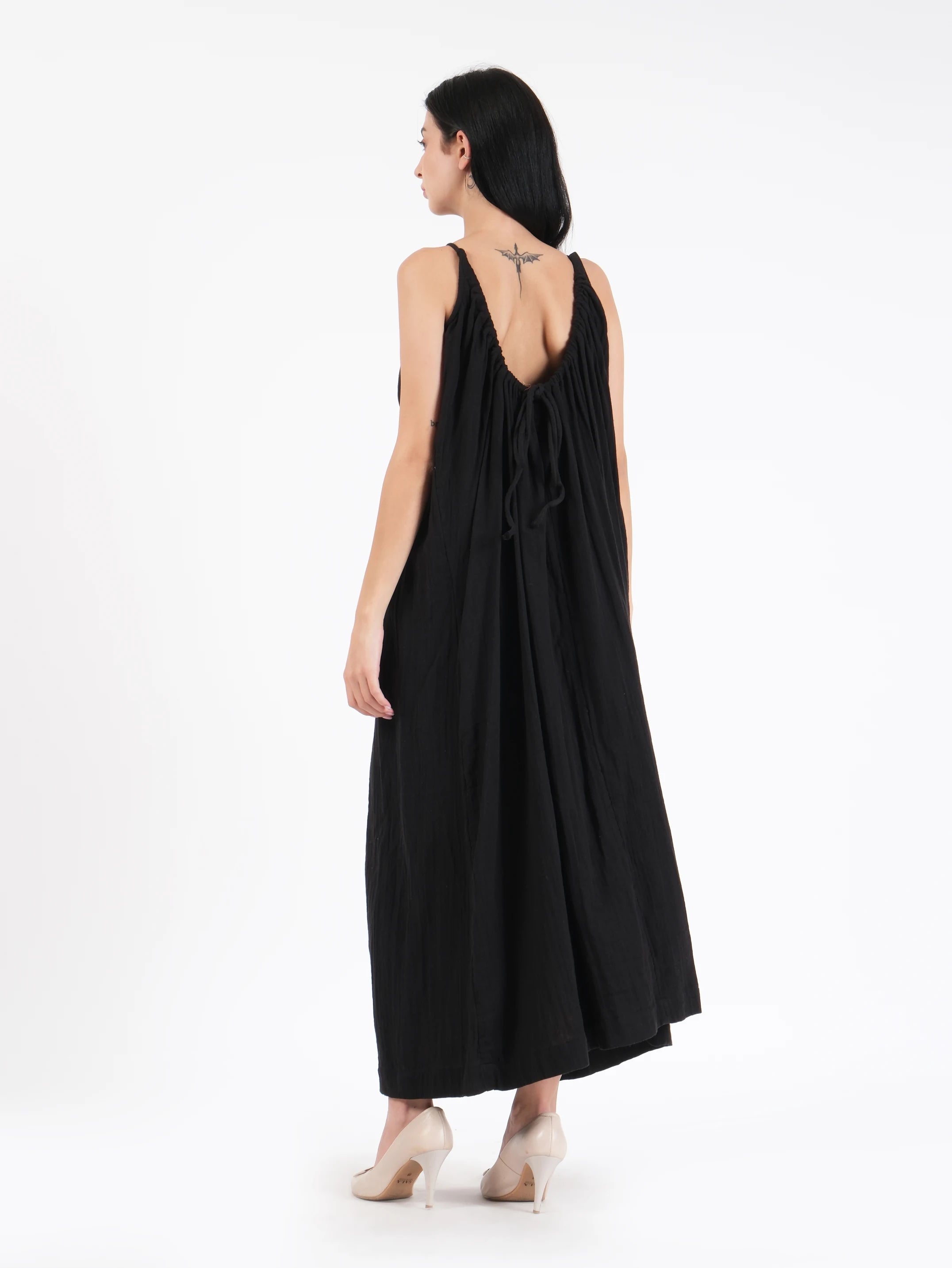 Celeste Black Linen Dress