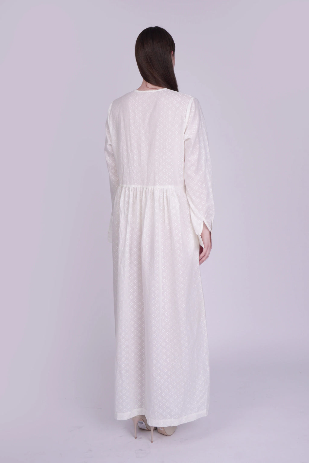 Nora White Dobby Dress