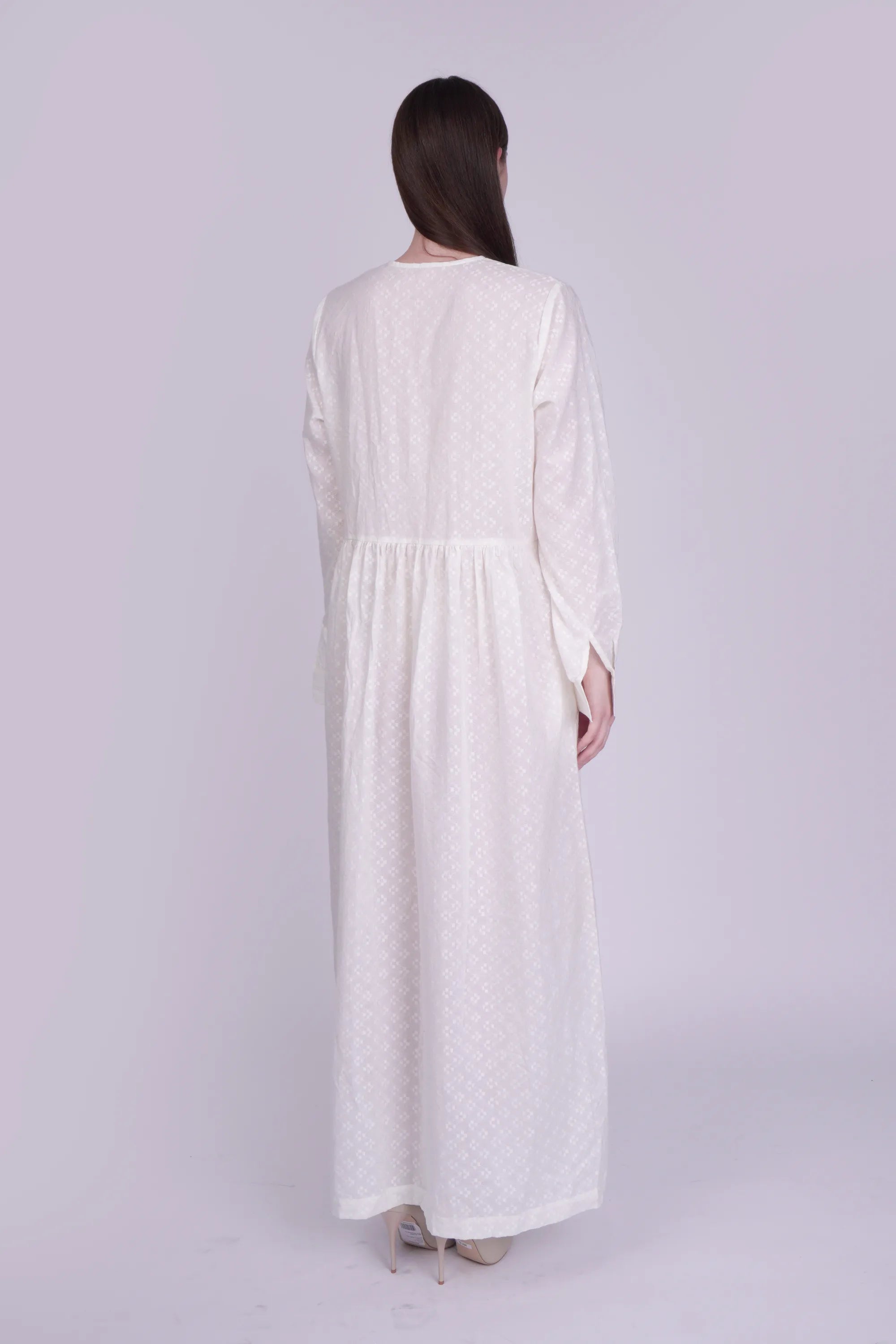 Nora White Dobby Dress