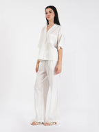 Coralie White Cotton Dobby Pant