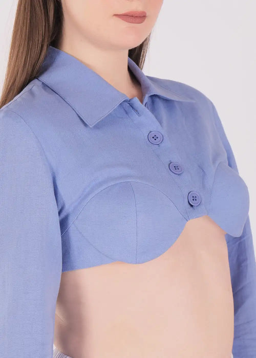 Bleue Linen Crop Top