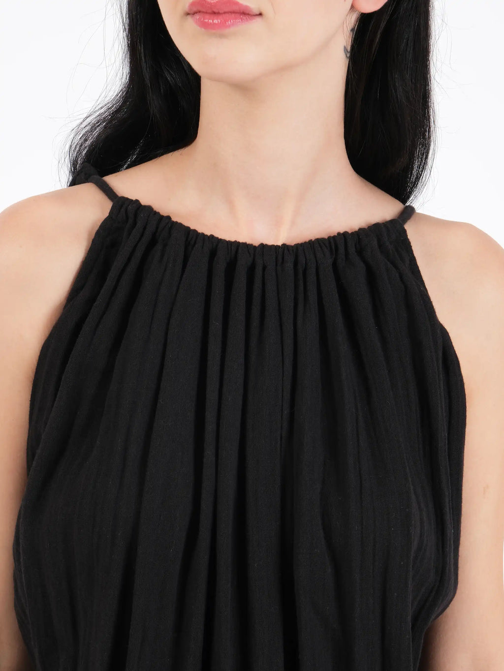 Celeste Black Linen Dress