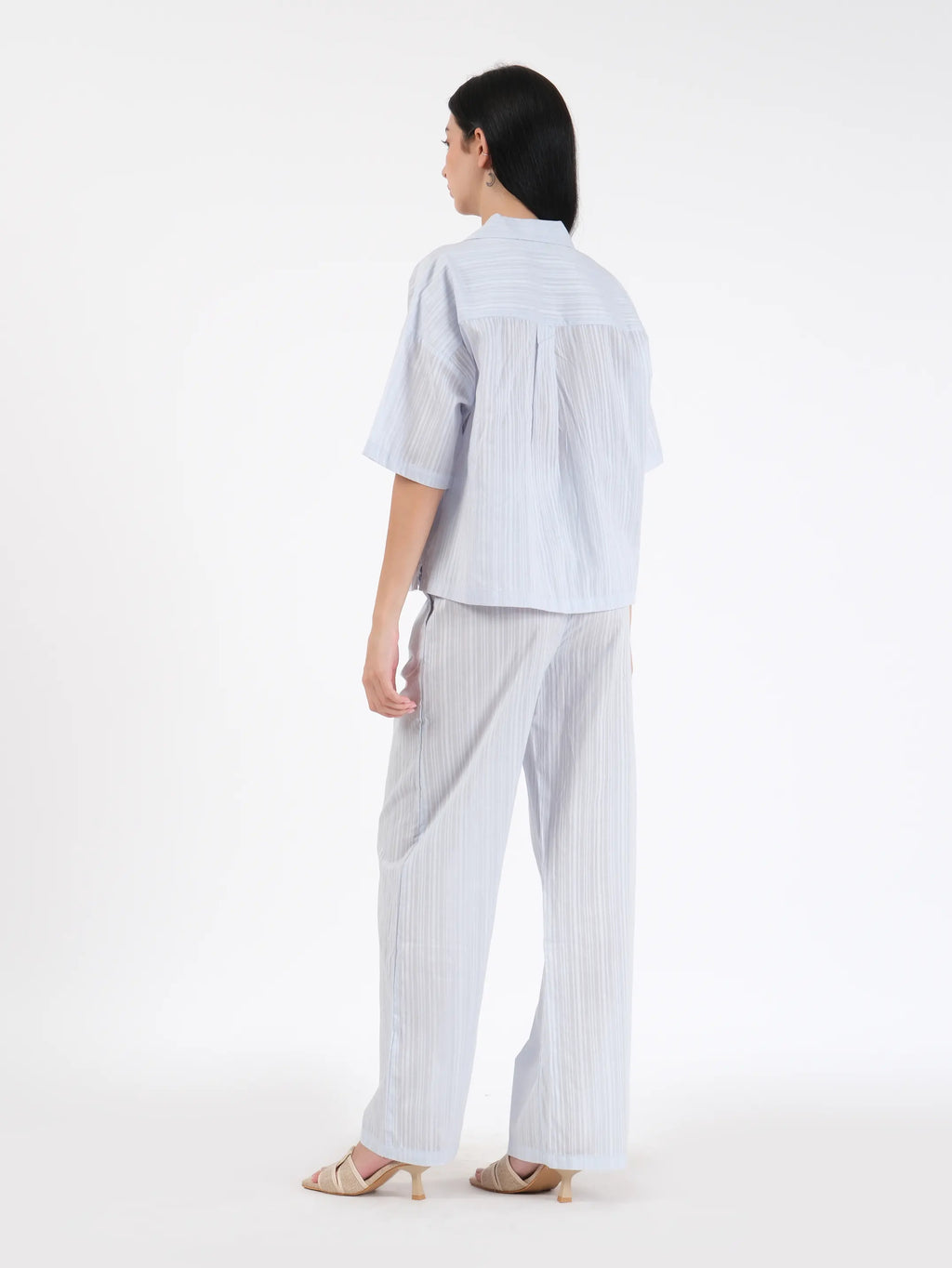 Coralie Cotton Dobby Blue Shirt