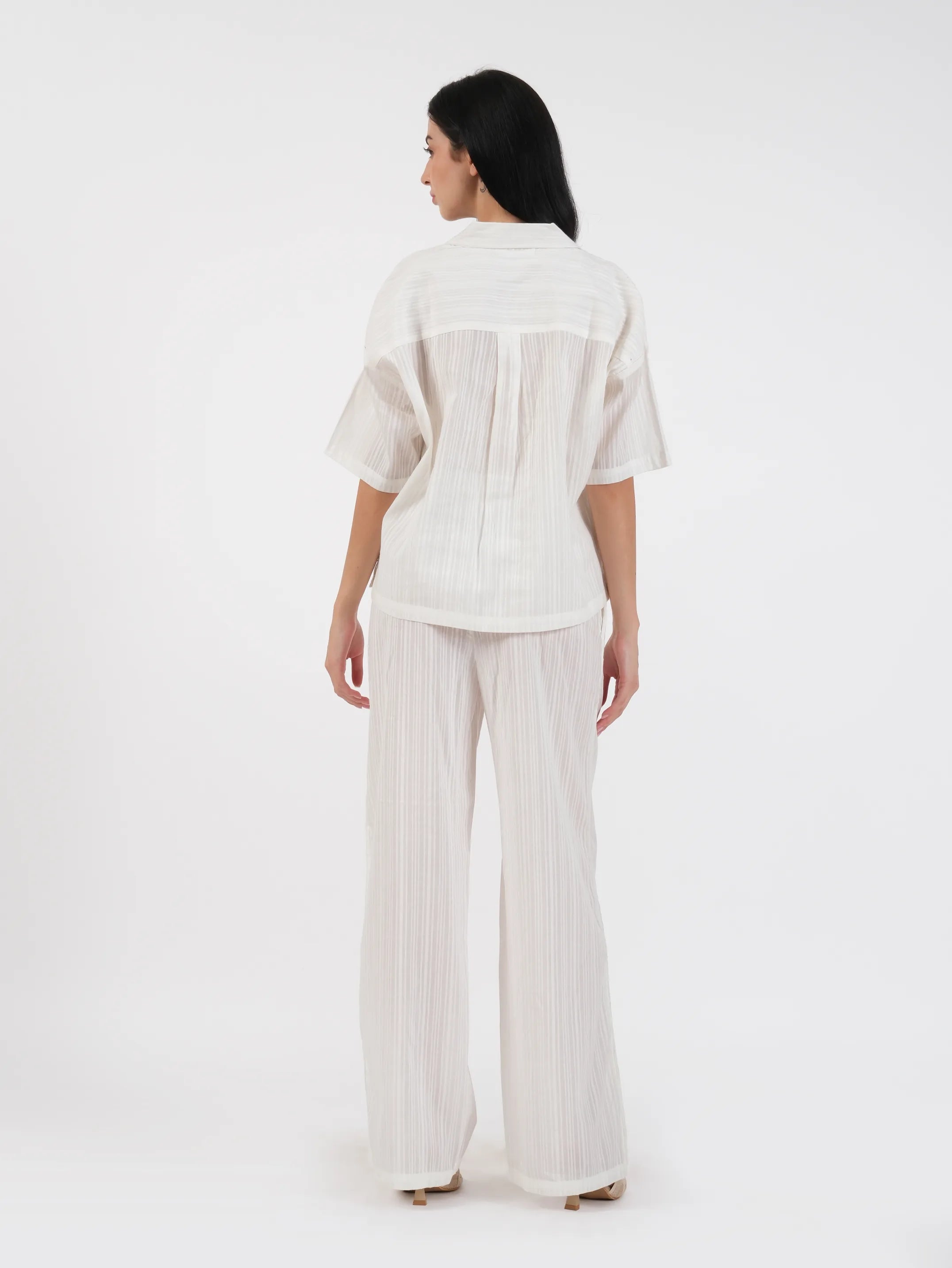 Coralie White Cotton Dobby Set