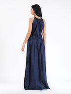 Alia Navy Blue Dobby Dress