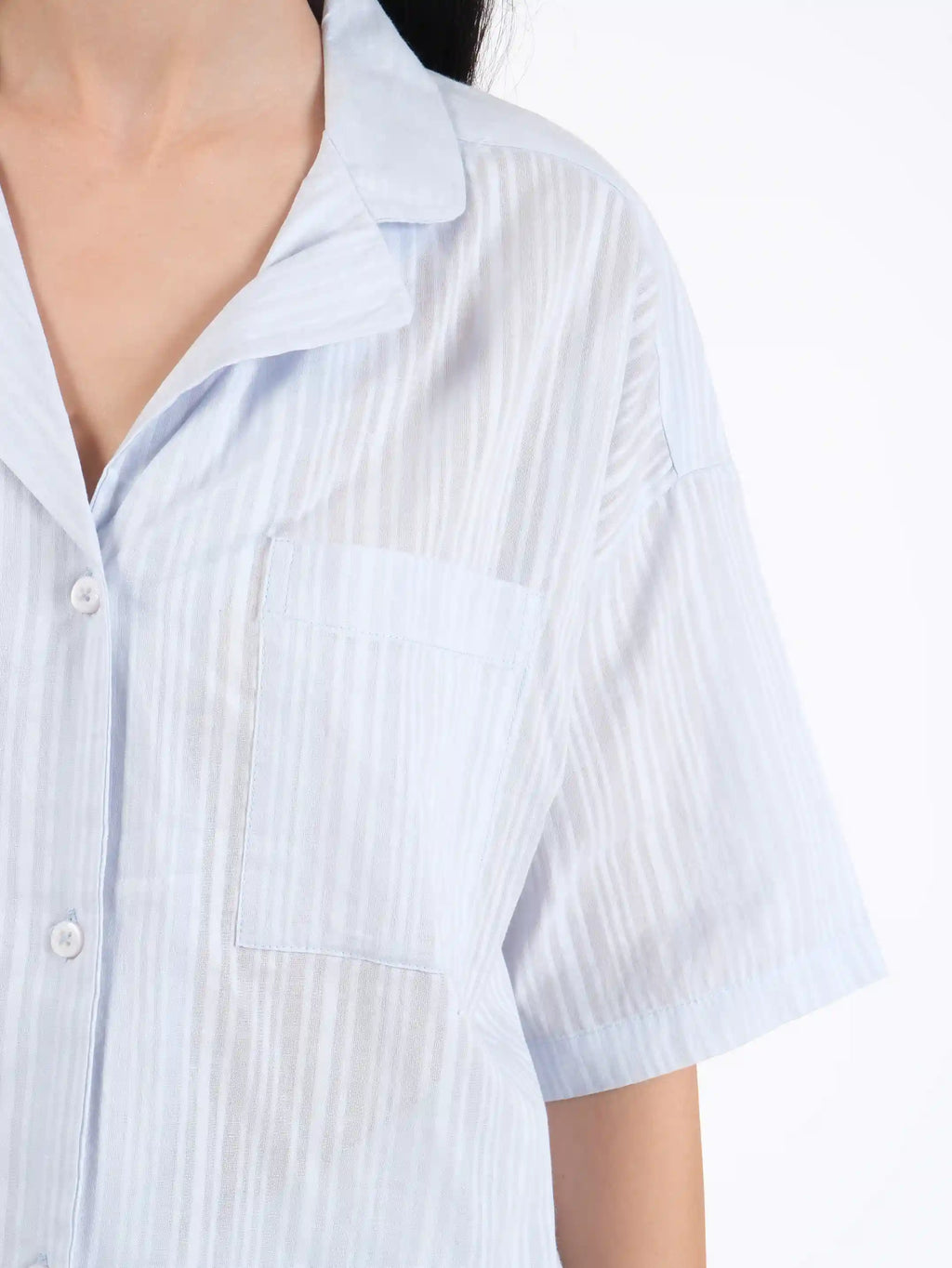 Coralie Cotton Dobby Blue Shirt