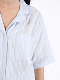 Coralie Cotton Dobby Blue Shirt