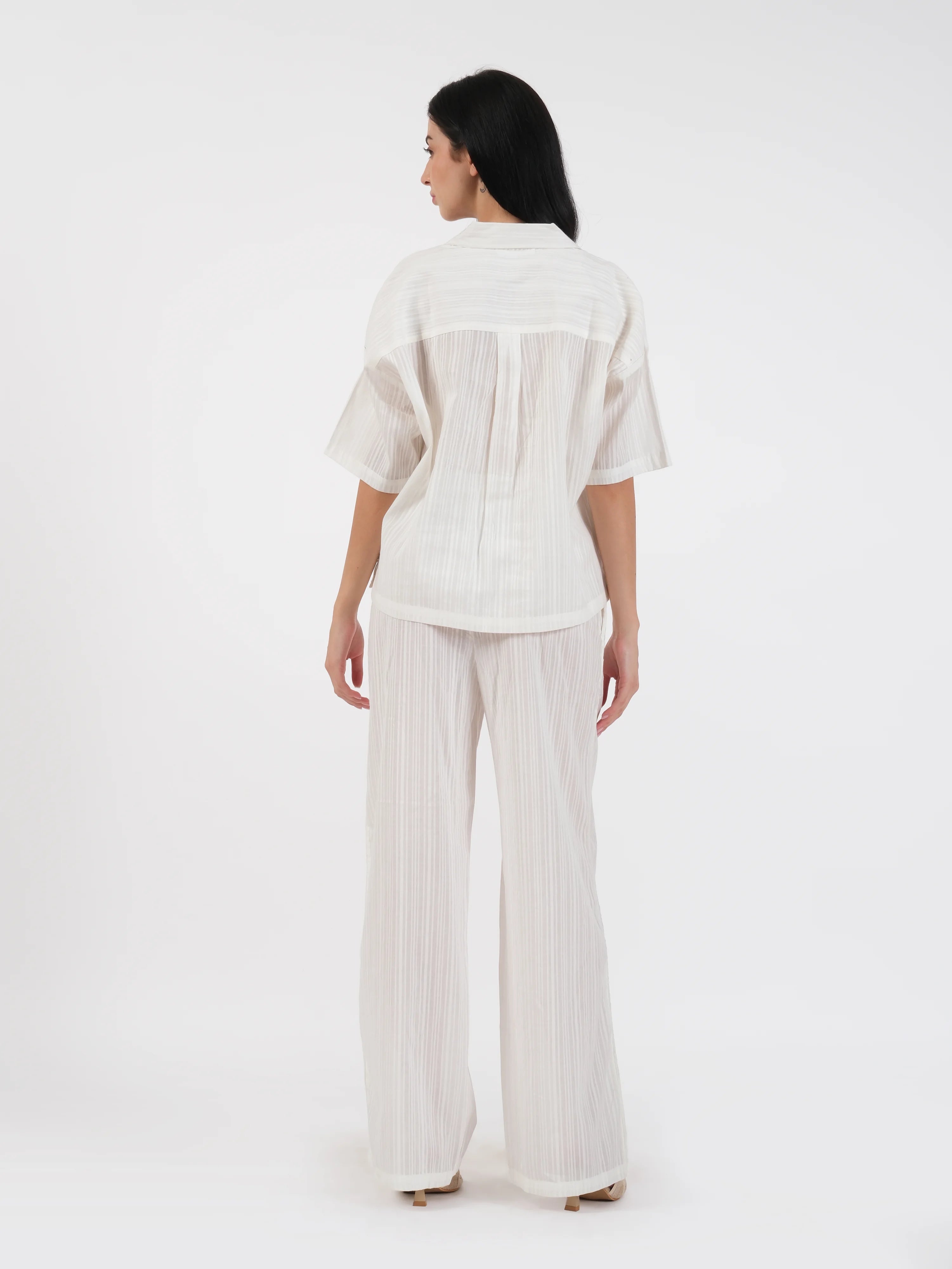 Coralie White Cotton Dobby Pant