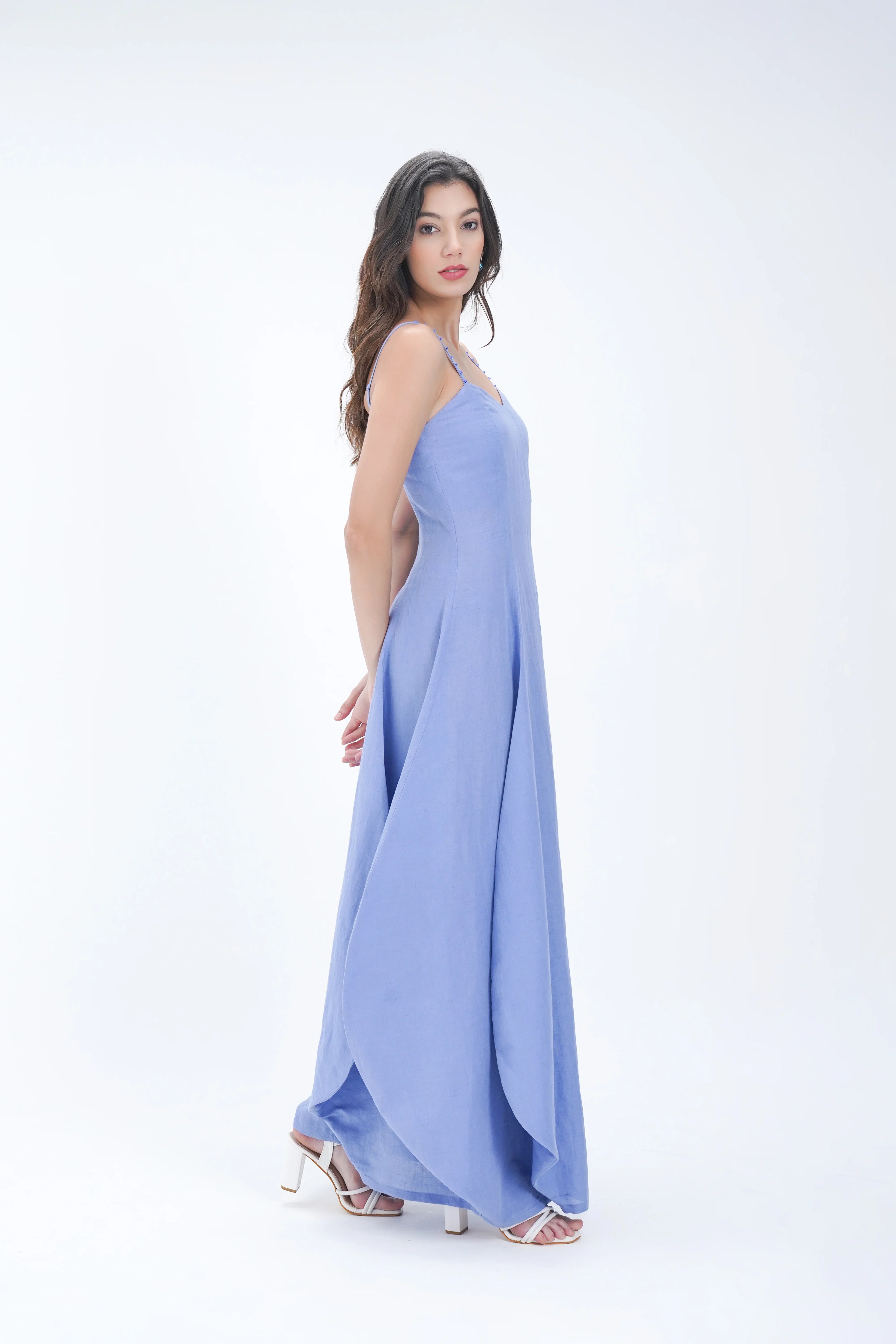 Bleue Volume Linen Sun Dress
