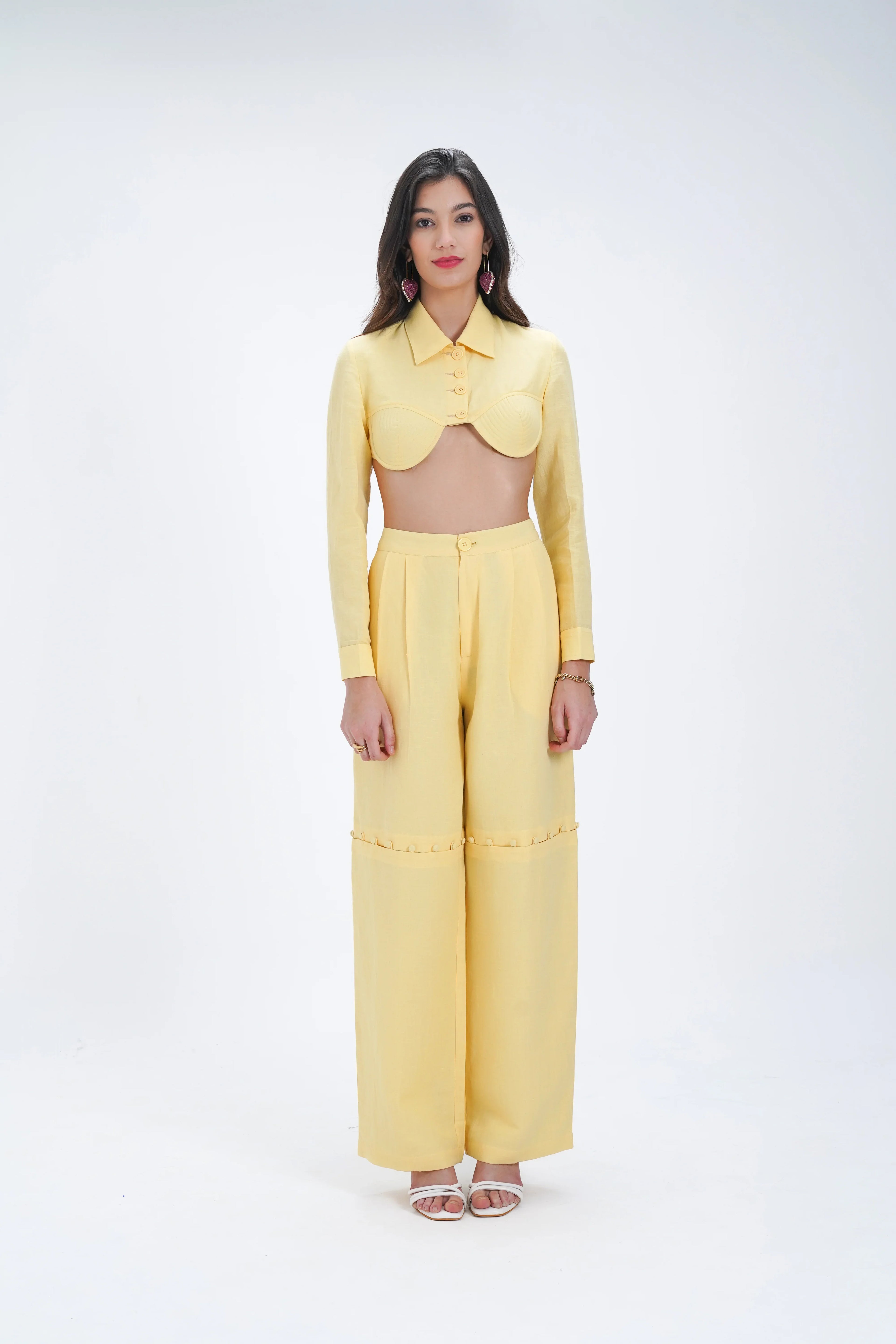 Butter Yellow Linen Jort Pants