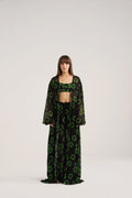Neo Green Haze Printed Georgette Cape